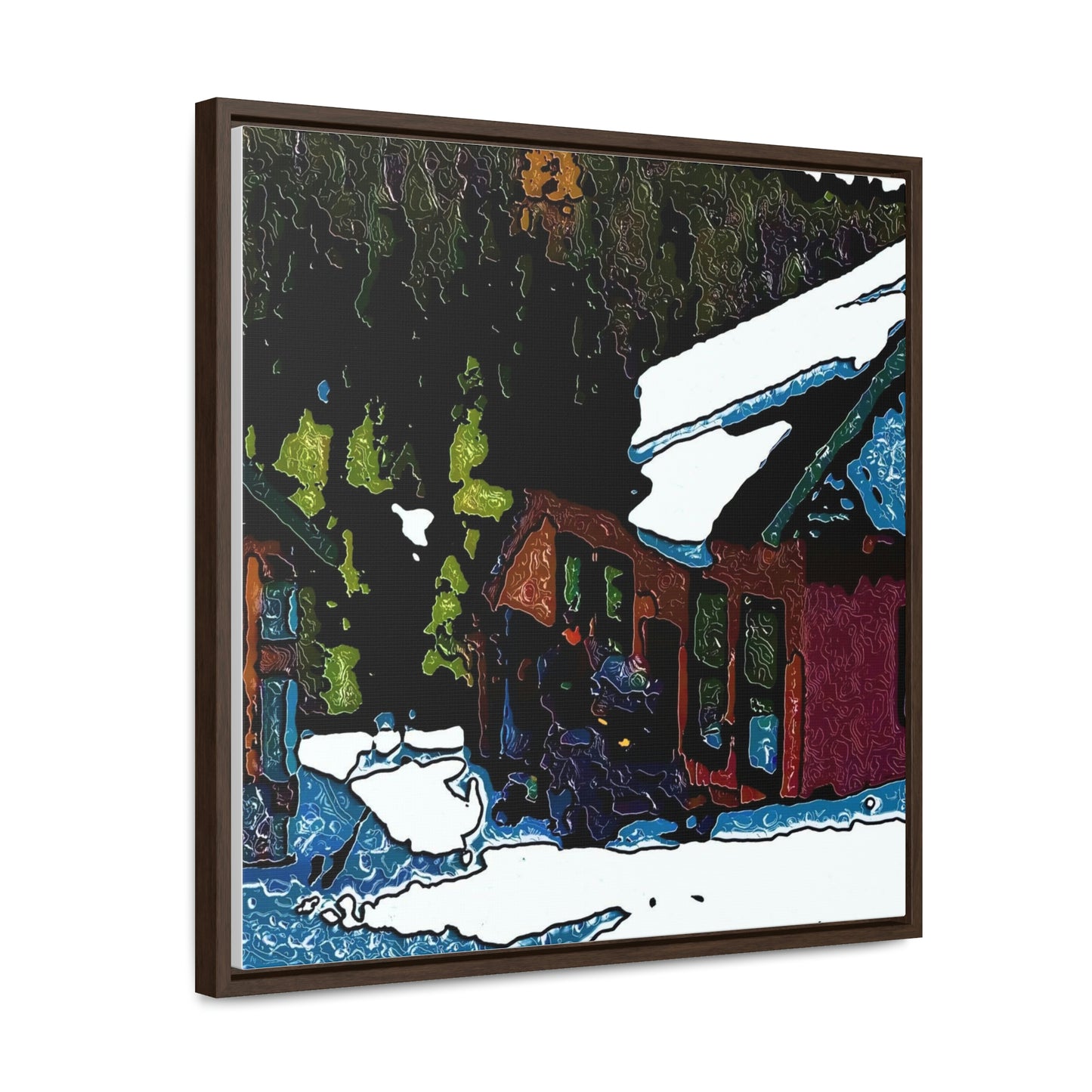 Gallery Canvas Wraps, Square Frame ... "A Rider Passeth-Through-It" ... Colors Galore & A Bit Of Impressionism ... Original Works. Winter 2021. Central Idaho. Rendering Time: 12 Hours ...