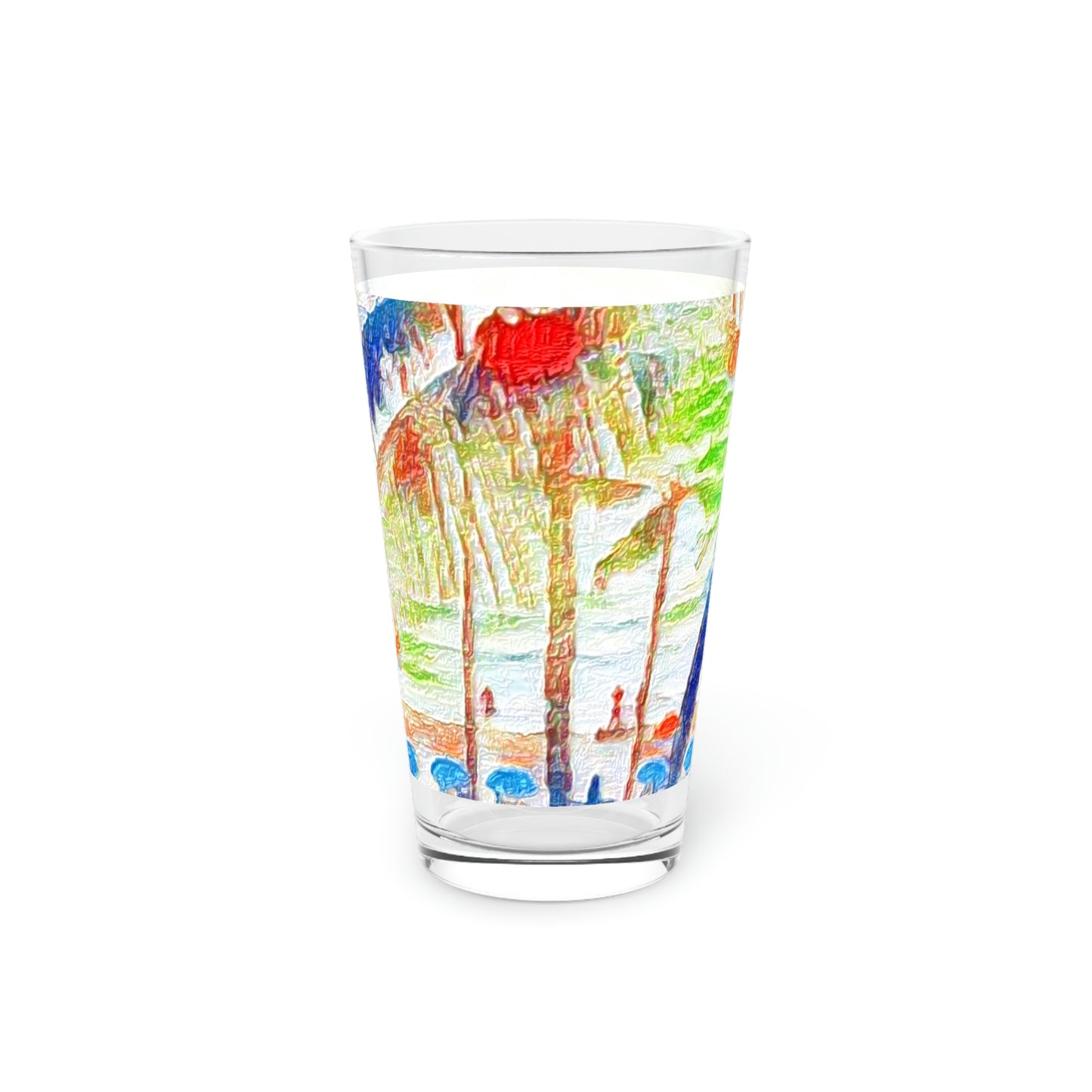 Pint Glass, 16oz ... "The Royal Hawai'ian: Waikiki Beach_Beach" ... Honolulu, HI ... Ocotber 2014 (Halloween) ... Original Works ...