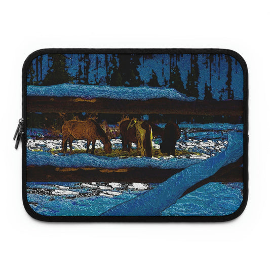 Laptop Sleeve ...  A Horse ... A Saddle ...  Foraging Through The Snow ...  An_Asses 'Cry' ... Central Idaho, November 2022 ...  Original Works ..