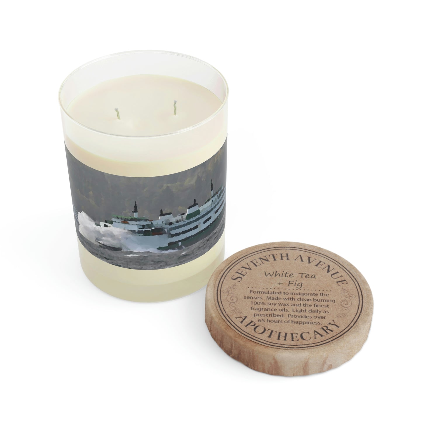 Scented Candle - Full Glass, 11oz ... WADOT Ferry Crossing ... "A Very Rough Day" ... Mulkiteo Route ... Family Archives ... Early 1990's' ... Original Works ...
