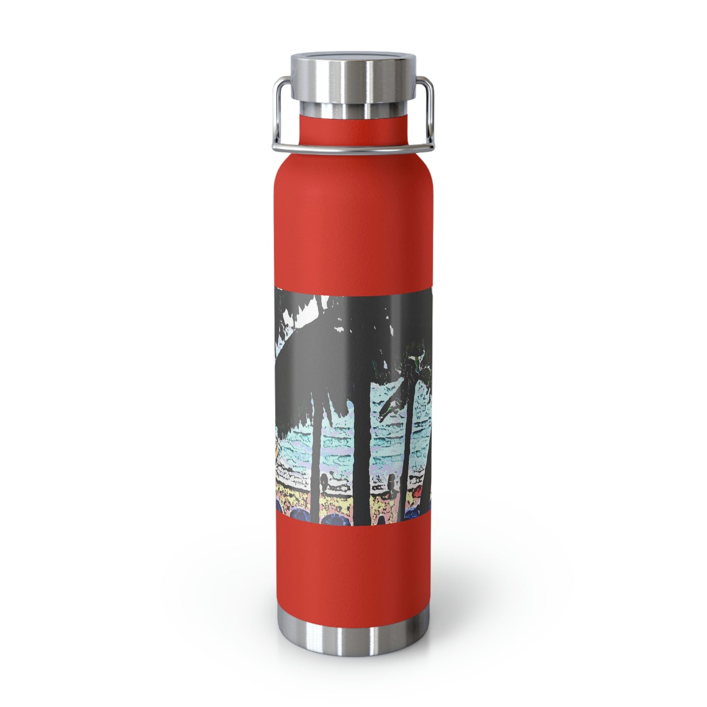Copper Vacuum Insulated Bottle, 22oz ... "A Beautiful Beach Amongst The Palms" ... The Outrigger Waikiki, Honolulu, Oahu ... Original Works ...