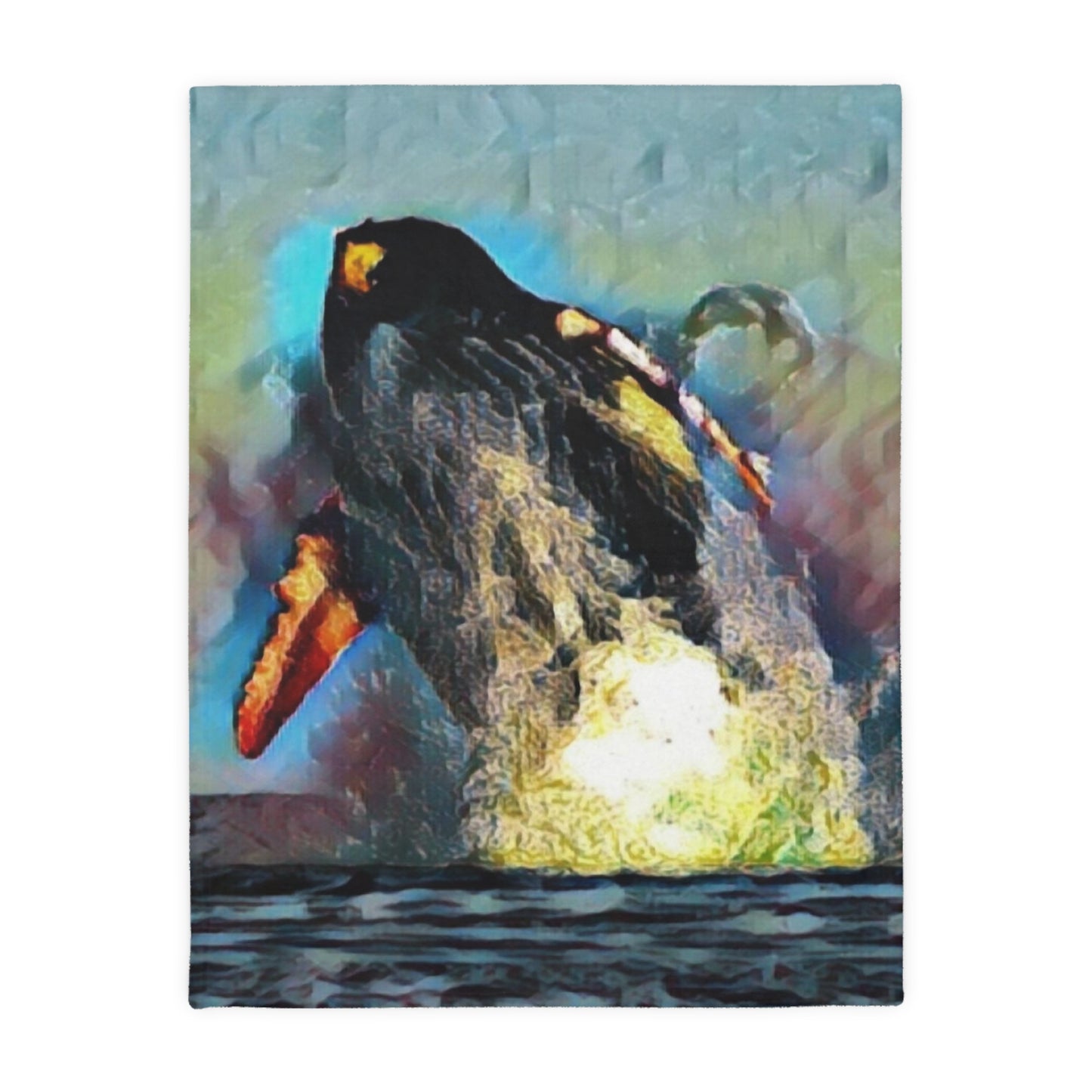 Velveteen Minky Blanket (Two-sided print) ... An Extraordinary Humpback Breach ... 'With Explosive Energy' ... Family Archives (KPH) ... Circa: 21st Century. Maui, HI ... Original Works ...