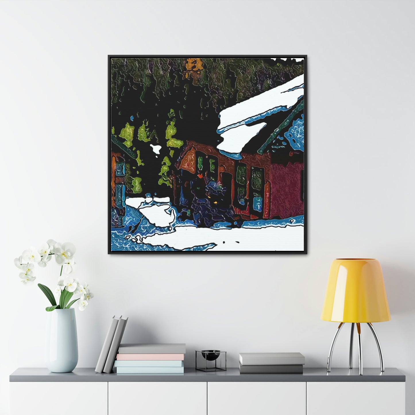 Gallery Canvas Wraps, Square Frame ... "A Rider Passeth-Through-It" ... Colors Galore & A Bit Of Impressionism ... Original Works. Winter 2021. Central Idaho. Rendering Time: 12 Hours ...