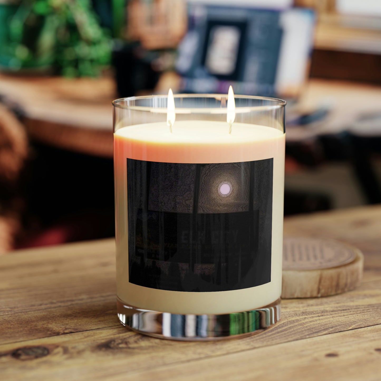 Scented Candle - Full Glass, 11oz ... Car Approaches From The Stern ... Moon Ascendary From The Bow ... "Two Friendly Travellers On A Cold Night Near Elk City" ... C