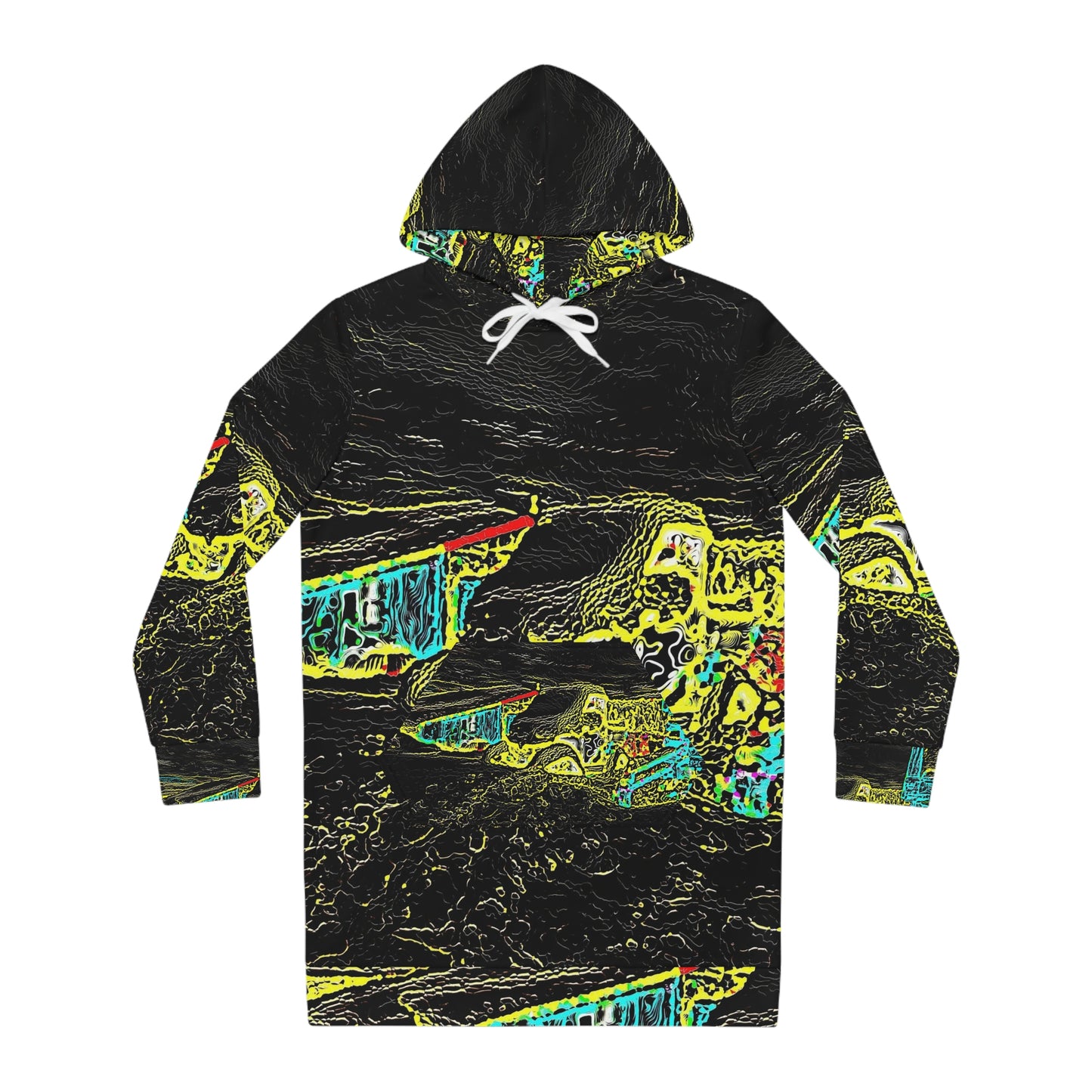 Women's Hoodie Dress (AOP) ... "Snow Vehicle In Snow Storm At-Rest" ... Circa 12Mar23 ... Central Idaho ... 18-Hours Rendering Time: Original Works ...