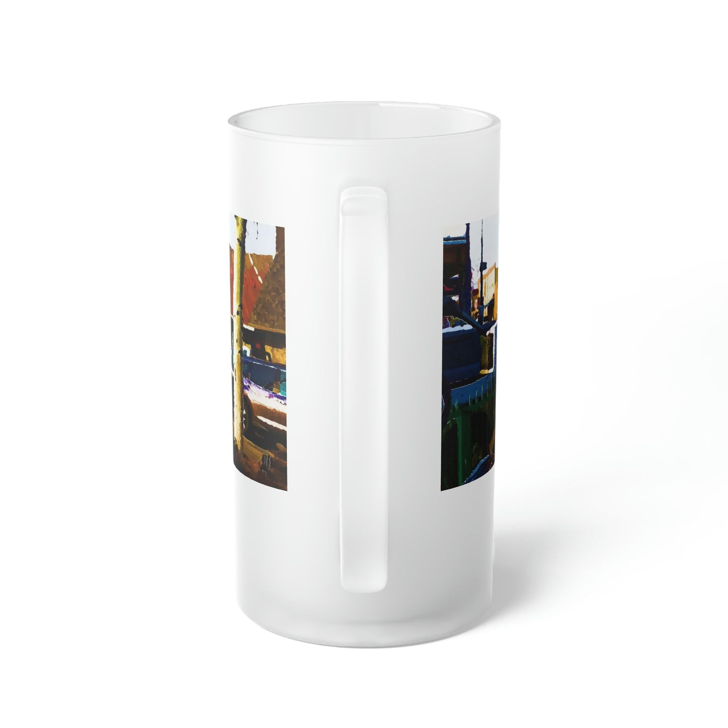 Frosted Glass Beer Mug ...  "Ice & Water Sculpted" ... Downtown Grangeville, Idaho ... Adjacent To Irwin Pharmacy ... 5Jan23 ... Original Works ...