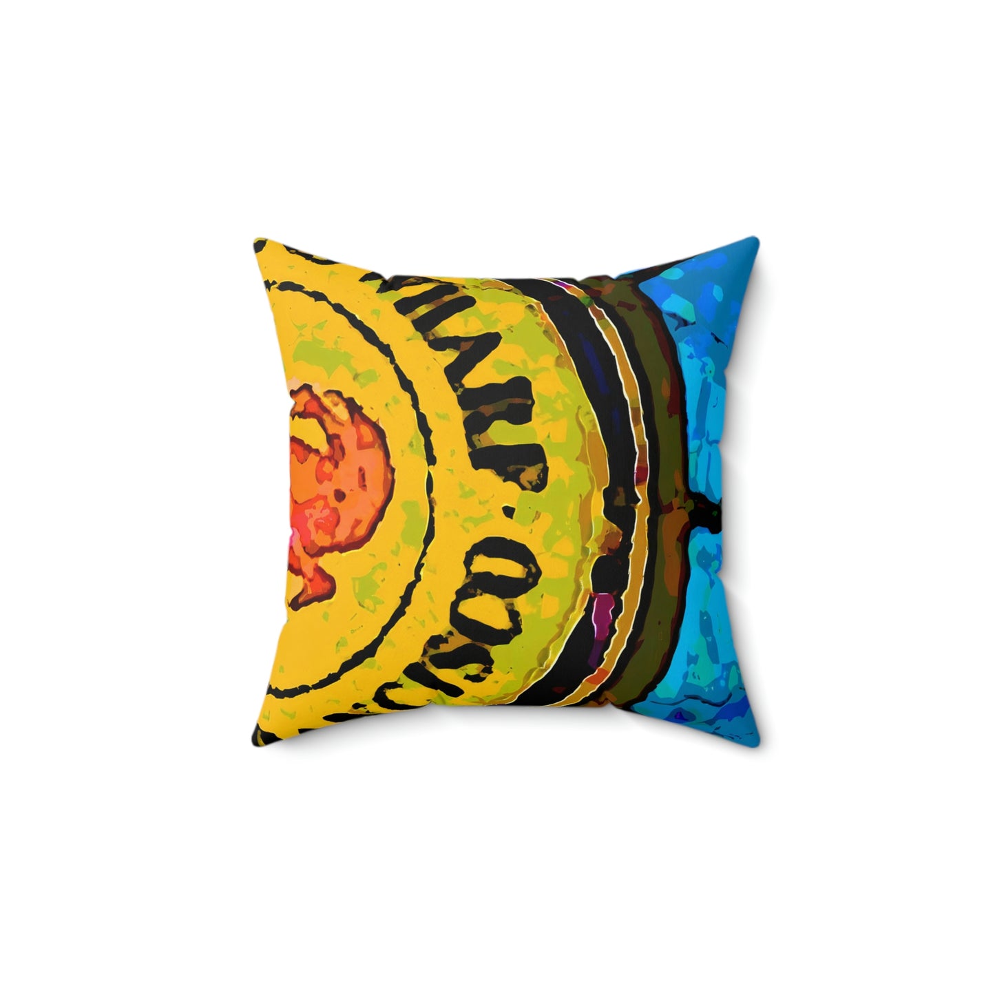 Faux Suede Square Pillow ... "No.9 Fishermen's Grotto - Fishermen's Wharf, SF, California" ... Family Archives: 1970's ... Original Works ...