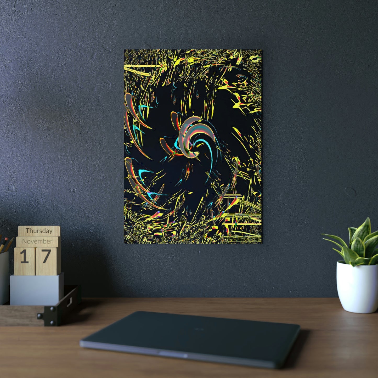 Aluminum Composite Panels ... "Waning 1/8 Moon" ... Central Idaho ... Late-Autumn 2021 ... Renedering Time: 18 Hours ... Original Works ... Mandelbrot & Julian Fractals & Illusions ...