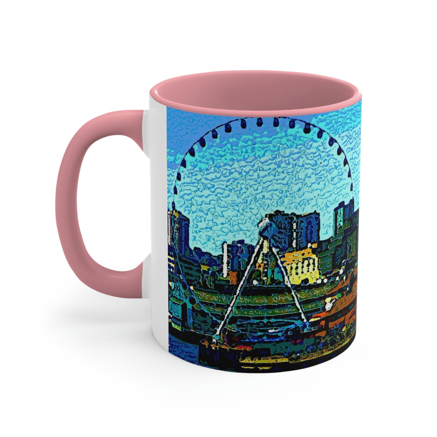 Accent Coffee Mug, 11oz ... That Classic Wheel ... 'Seattle's Wheel' ... & An Old Classic Waterside Vendors ...  'Family Archives' ... Original Works ...