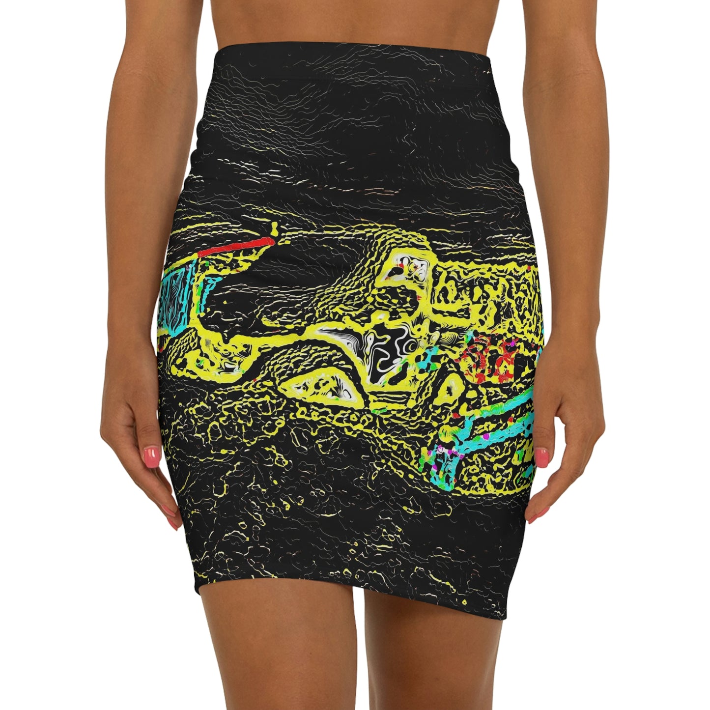 Women's Mini Skirt (AOP) ... "Snow Vehicle In Snow Storm At-Rest" ... Circa 12Mar23 ... Central Idaho ... 18-Hours Rendering Time: Original Works ...