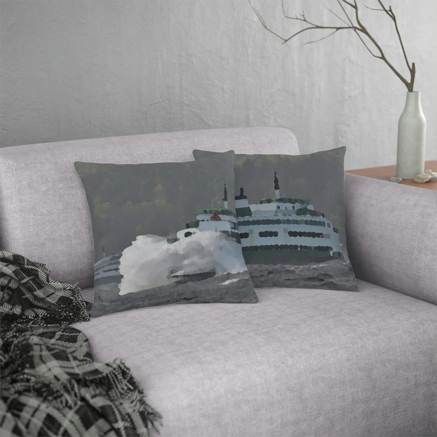 Waterproof Pillows ... WADOT Ferry Crossing ... "A Very Rough Day" ... Mulkiteo Route ... Family Archives ... Early 1990's' ... Original Works ...