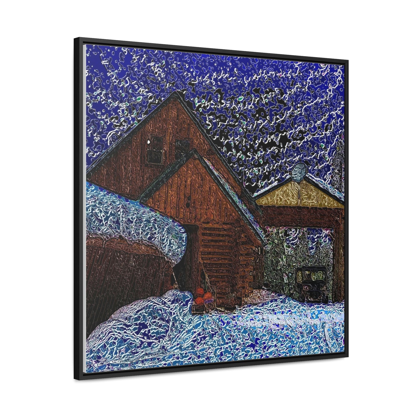 Gallery Canvas Wraps, Square Frame ... A Litle Bit Of Color ...  A Little Bit Of Van Gogh ... A Little Bit Of Vertigo ... "And Away You Go With The Snow .." Original Works: Rendering Time: 16 Hours ...
