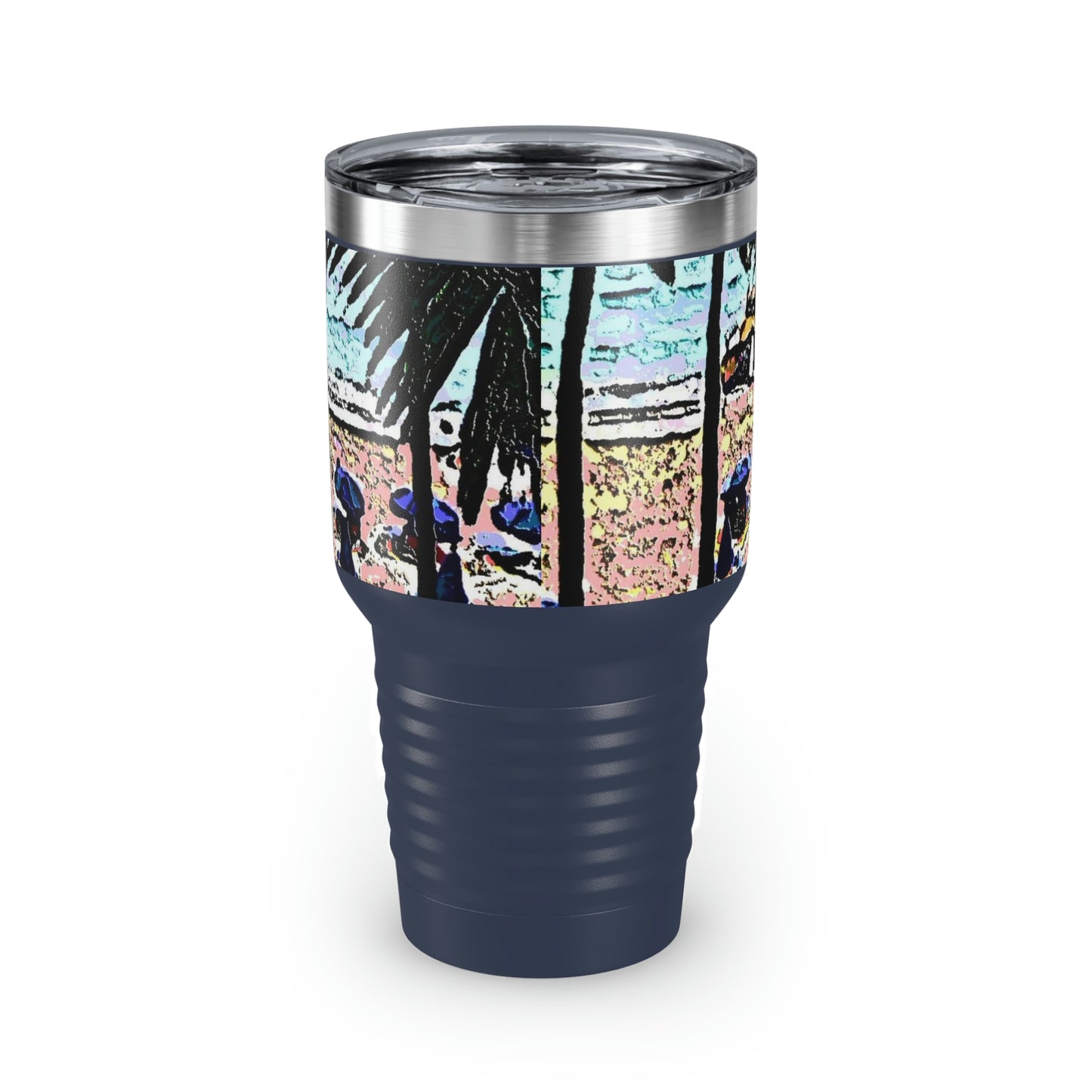 Ringneck Tumbler, 30oz ... "A Beautiful Beach Amongst The Palms" ... The Outrigger Waikiki, Honolulu, Oahu ... Original Works ...