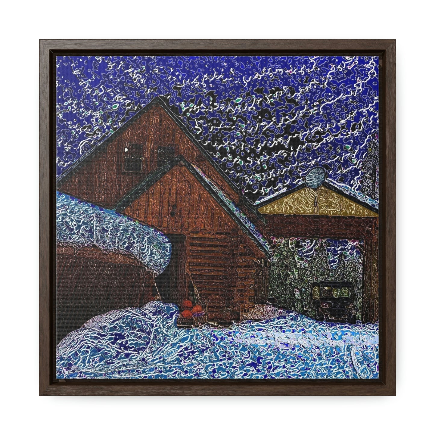 Gallery Canvas Wraps, Square Frame ... A Litle Bit Of Color ...  A Little Bit Of Van Gogh ... A Little Bit Of Vertigo ... "And Away You Go With The Snow .." Original Works: Rendering Time: 16 Hours ...