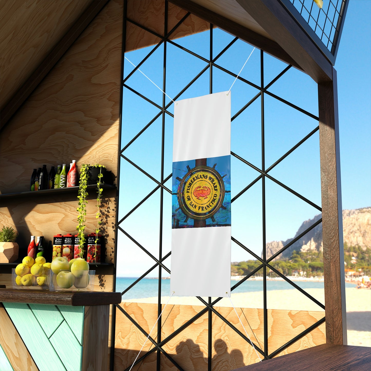 Matte Banner ... "No.9 Fishermen's Grotto - Fishermen's Wharf, SF, California" ... Family Archives: 1970's ... Original Works ...