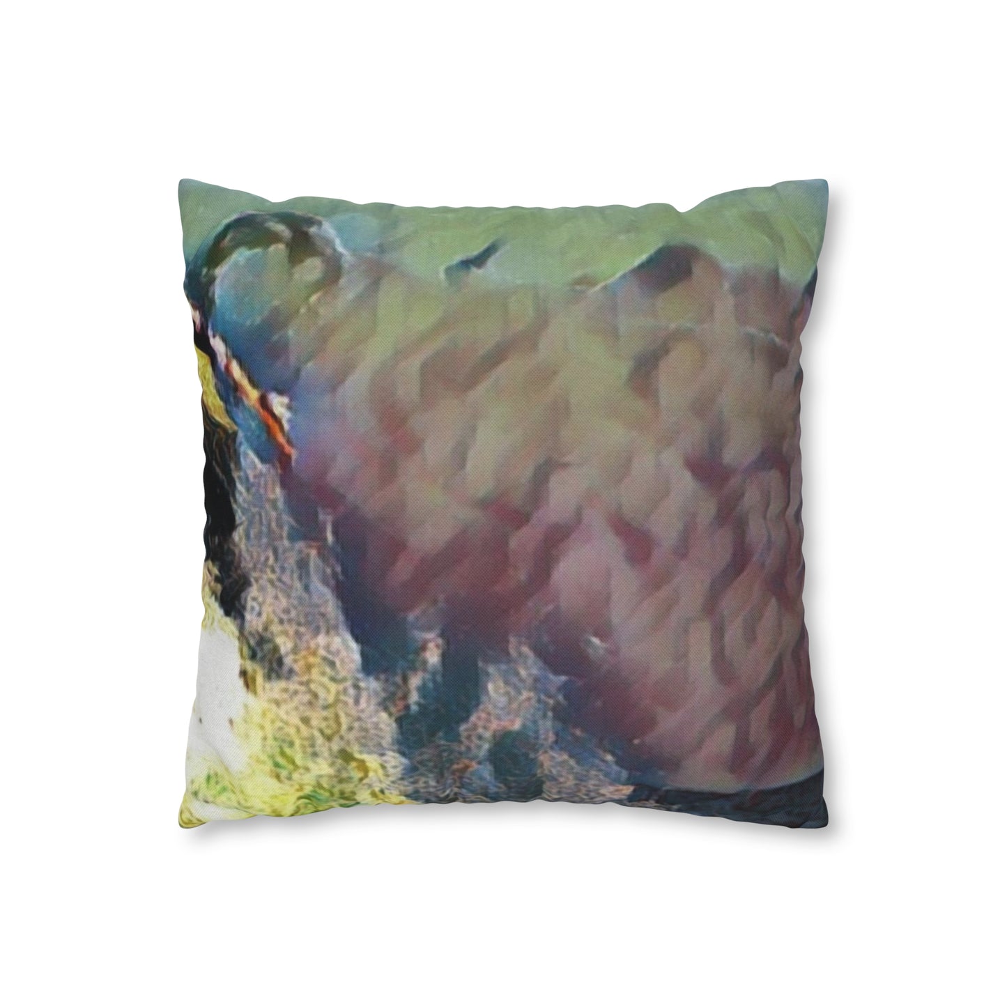 Spun Polyester Square Pillow Case ... An Extraordinary Humpback Breach ... 'With Explosive Energy' ... Family Archives (KPH) ... Circa: 21st Century. Maui, HI ... Original Works ...