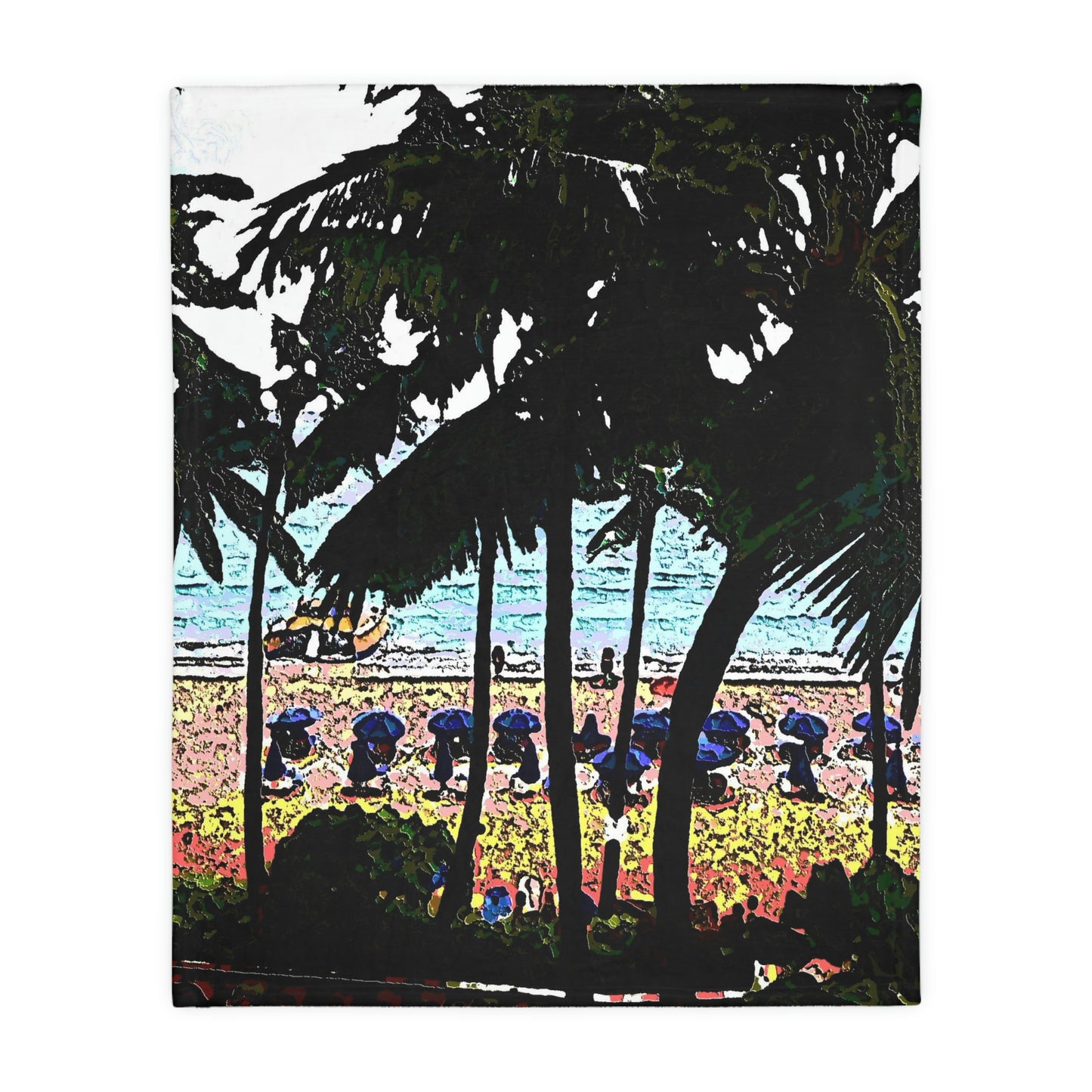 Velveteen Minky Blanket (Two-sided print) ... "A Beautiful Beach Amongst The Palms" ... The Outrigger Waikiki, Honolulu, Oahu ... Original Works ...