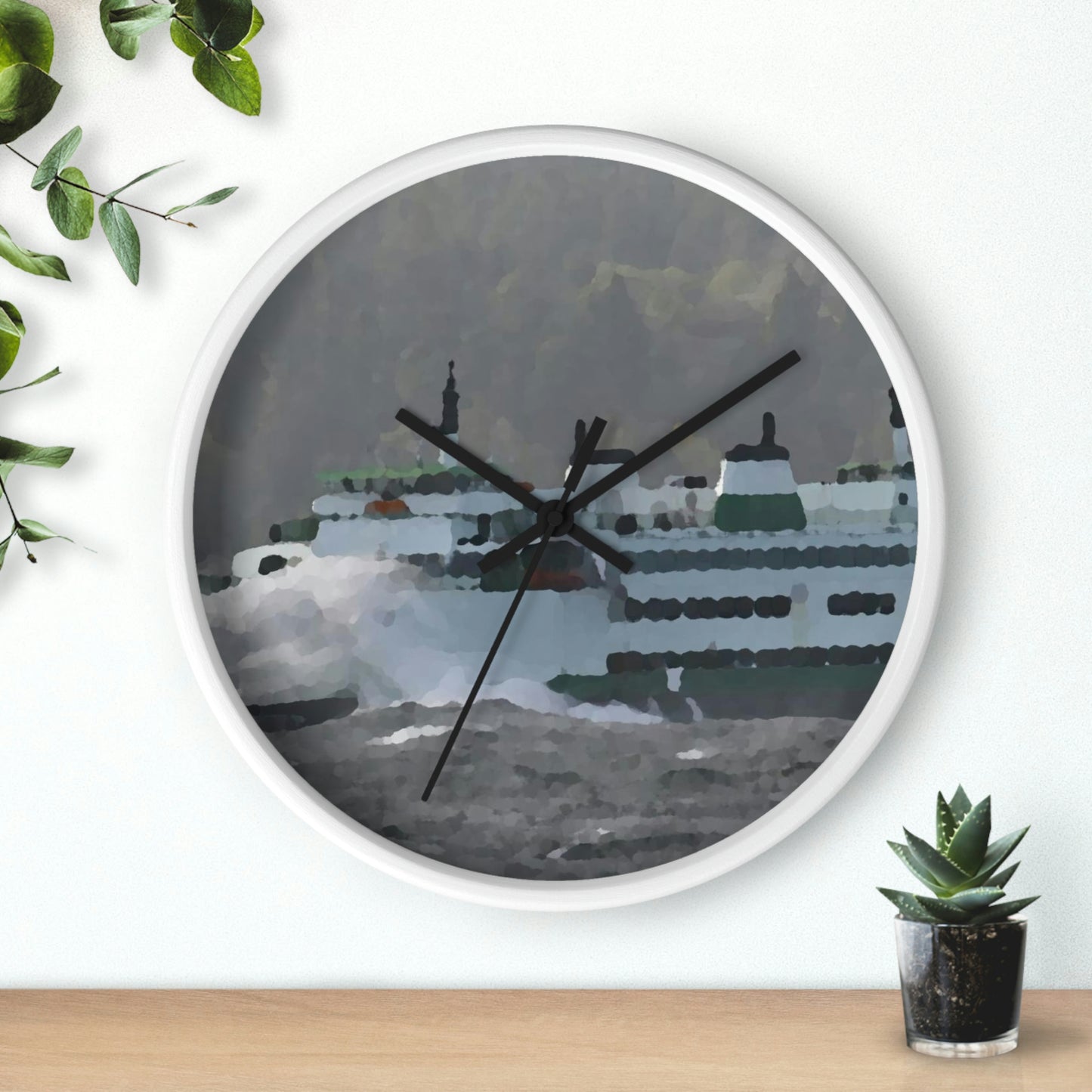 Wall clock ... WADOT Ferry Crossing ... "A Very Rough Day" ... Mulkiteo Route ... Family Archives ... Early 1990's' ... Original Works ...