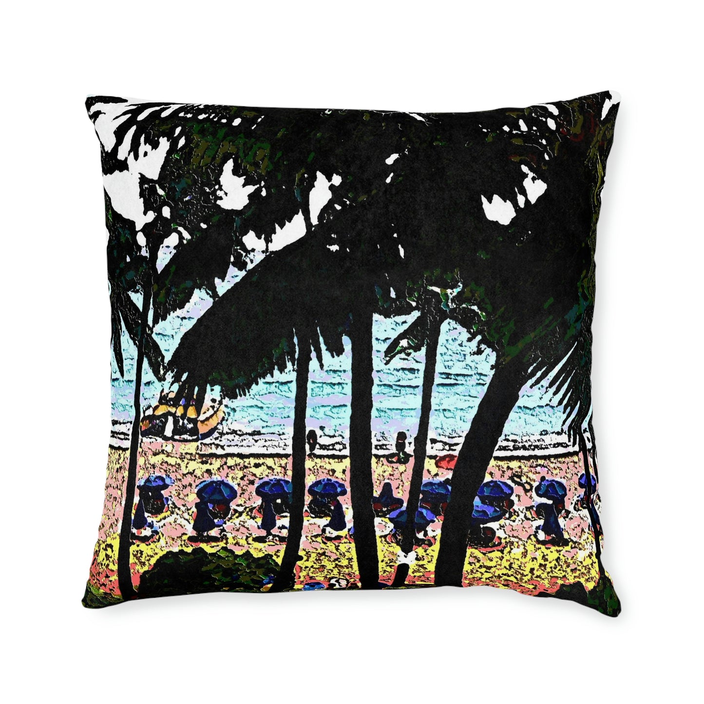 Square Pillow - Pink Back ... "A Beautiful Beach Amongst The Palms" ... The Outrigger Waikiki, Honolulu, Oahu ... Original Works ...