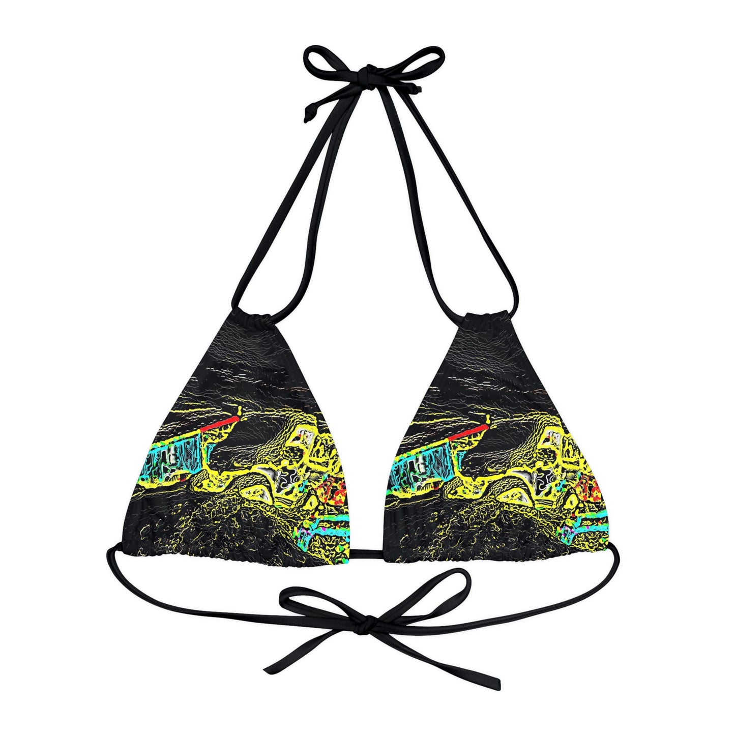 Strappy Triangle Bikini Top (AOP) ... "Snow Vehicle In Snow Storm At-Rest" ... Circa 12Mar23 ... Central Idaho ... 18-Hours Rendering Time: Original Works ...
