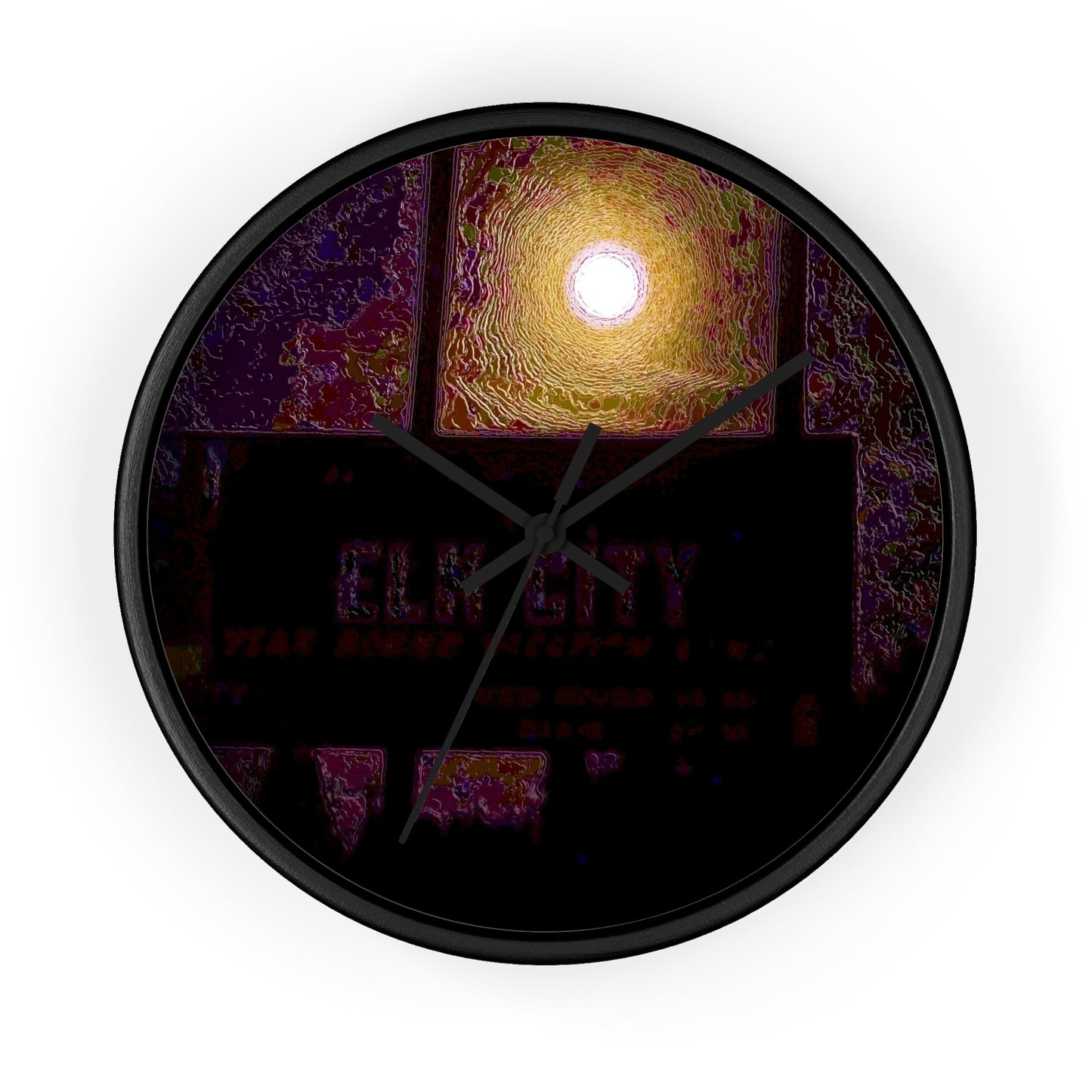Wall clock ... Car Approaches From The Stern ... Moon Ascendary From The Bow ... "Two Friendly Travellers On A Cold Night Near Elk City" ... C