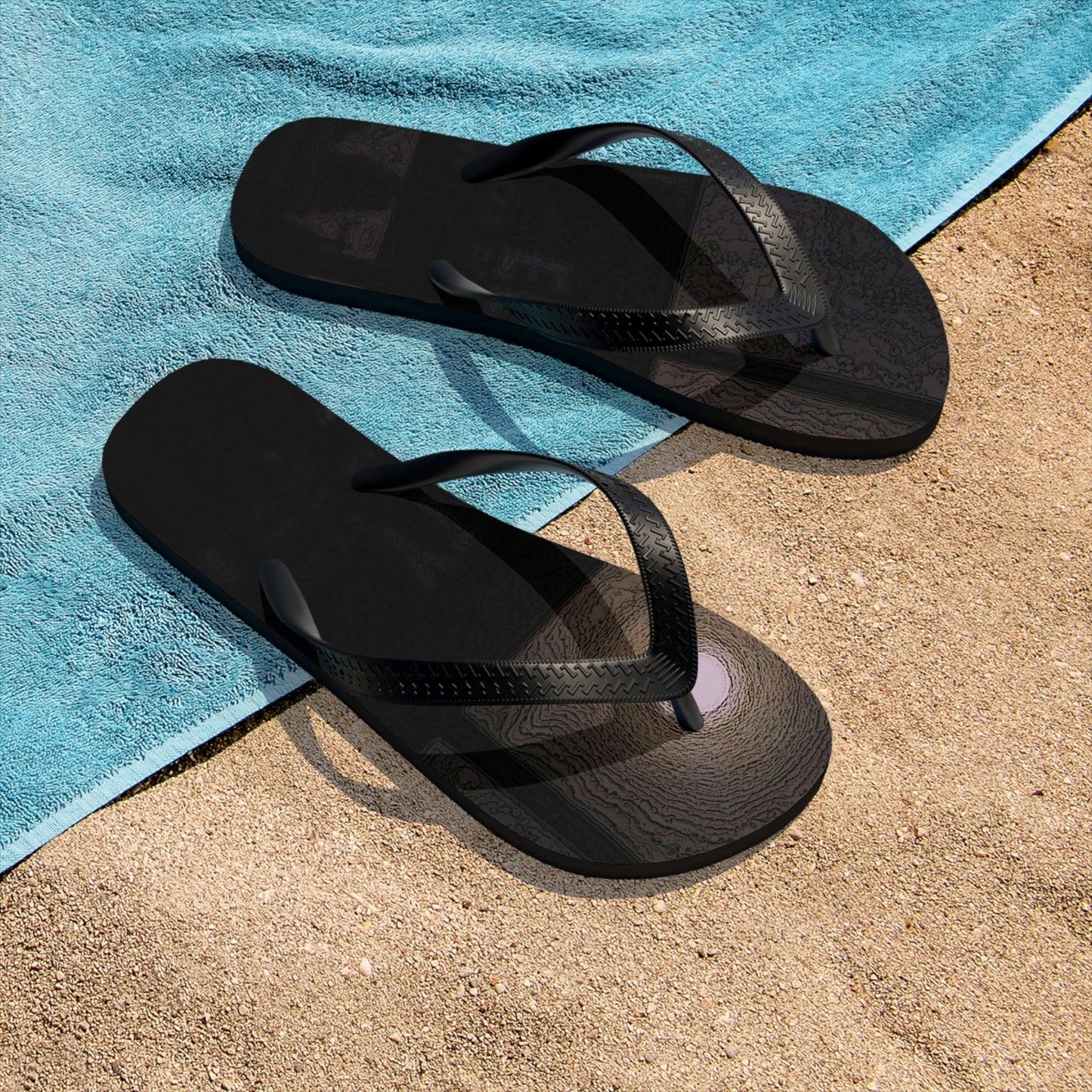 Unisex Flip-Flops ... Car Approaches From The Stern ... Moon Ascendary From The Bow ... "Two Friendly Travellers On A Cold Night Near Elk City" ... C