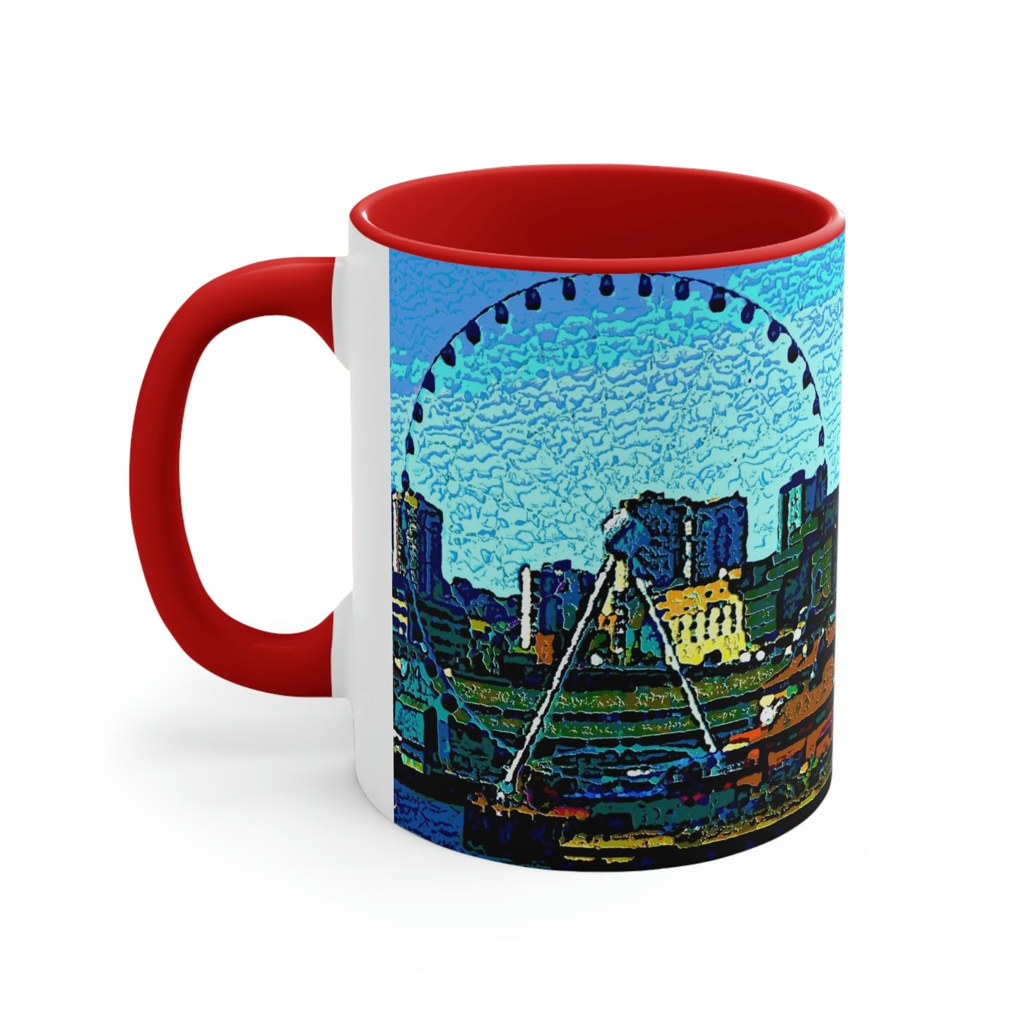 Accent Coffee Mug, 11oz ... That Classic Wheel ... 'Seattle's Wheel' ... & An Old Classic Waterside Vendors ...  'Family Archives' ... Original Works ...