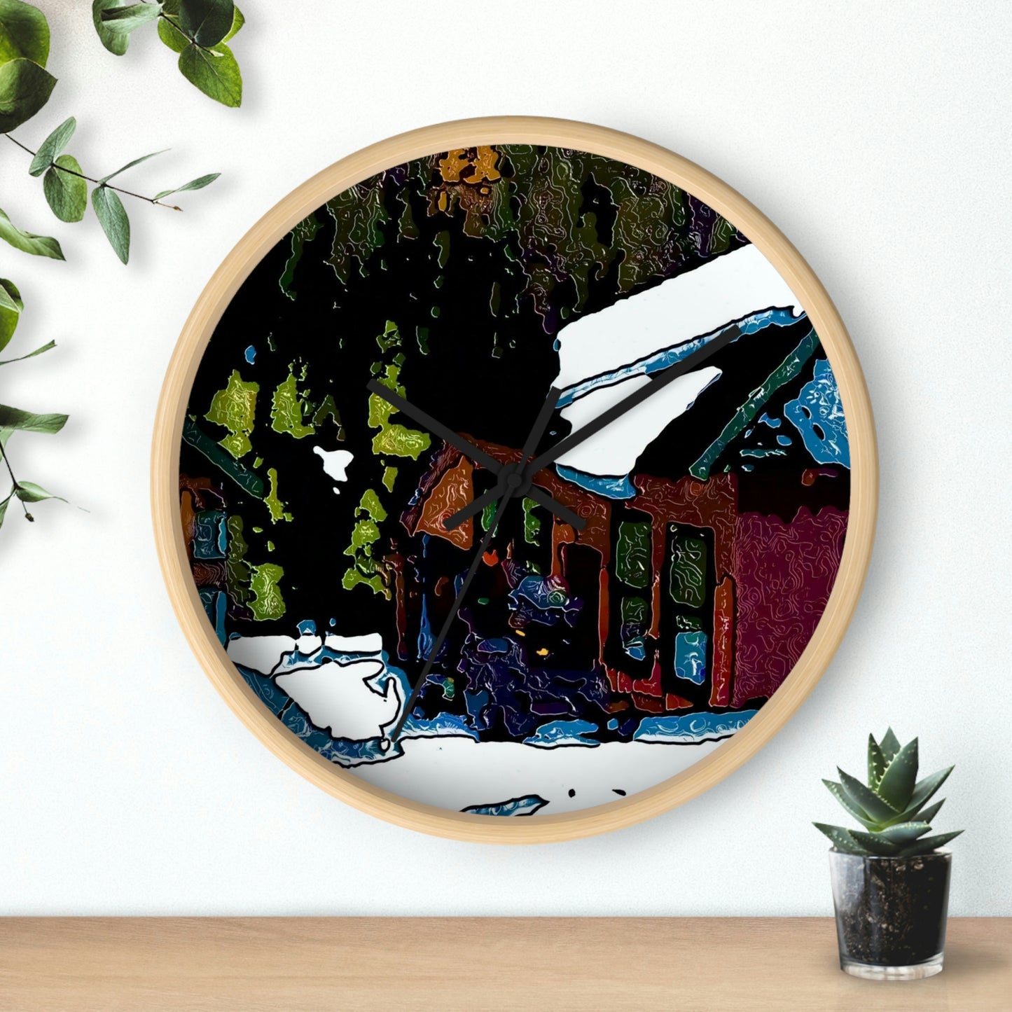 Wall clock ... "A Rider Passeth-Through-It" ... Colors Galore & A Bit Of Impressionism ... Original Works. Winter 2021. Central Idaho. Rendering Time: 12 Hours ...