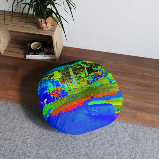 Tufted Floor Pillow, Round ..."Lombard Street San Francisco, CA, USA" ... Family Archives 1970's ... Original Works ...