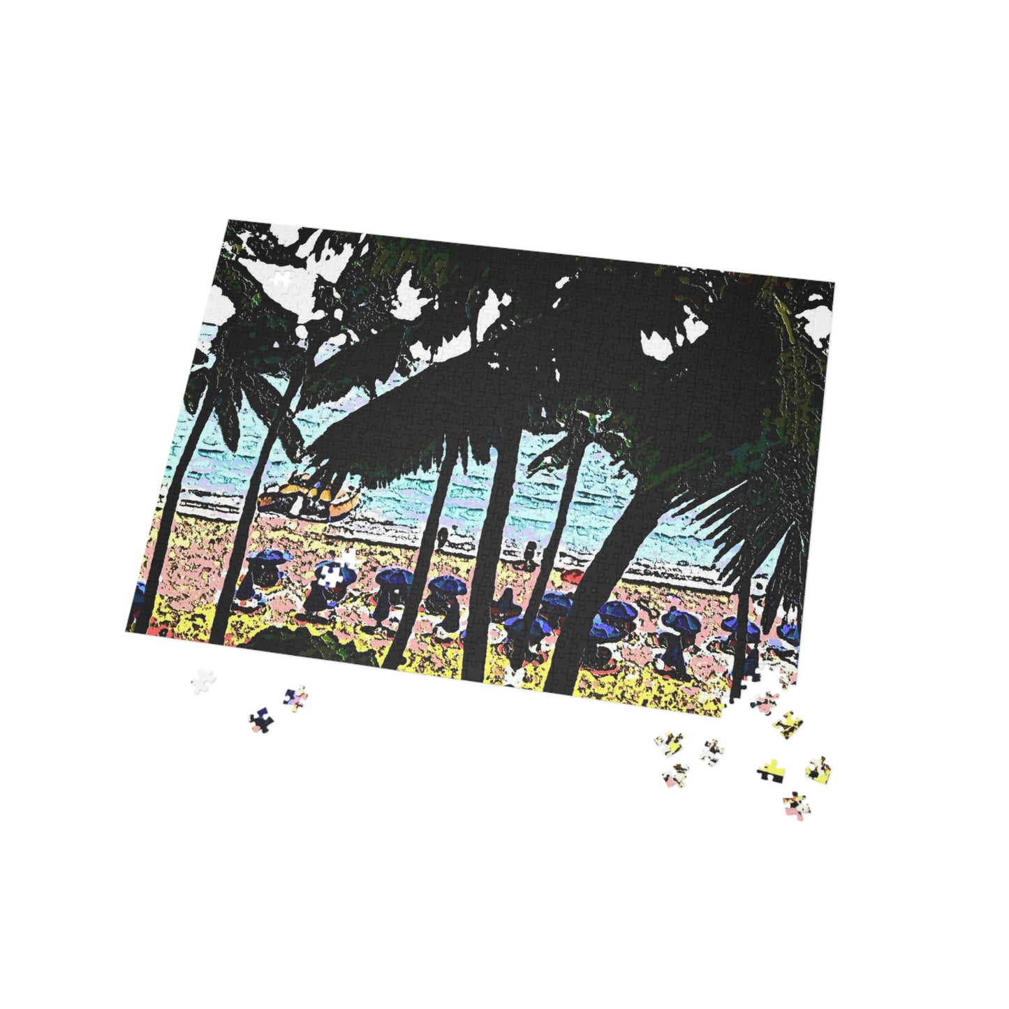 Puzzle (96, 252, 500, 1000-Piece) ...  "A Beautiful Beach Amongst The Palms" ... The Outrigger Waikiki, Honolulu, Oahu ... Original Works ...