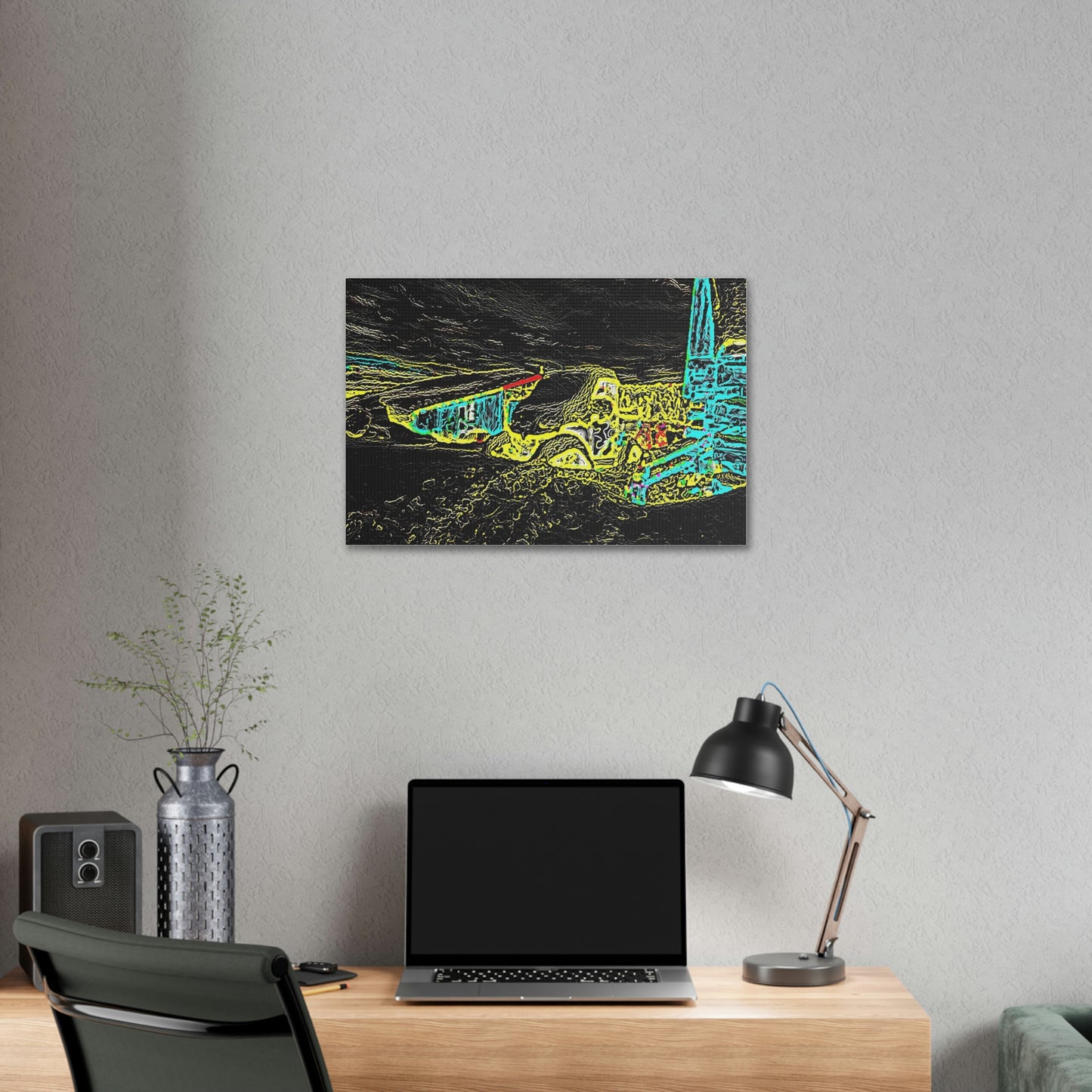 Polyester Canvas ... "Snow Vehicle In Snow Storm At-Rest" ... Circa 12Mar23 ... Central Idaho ... 18-Hours Rendering Time: Original Works ...