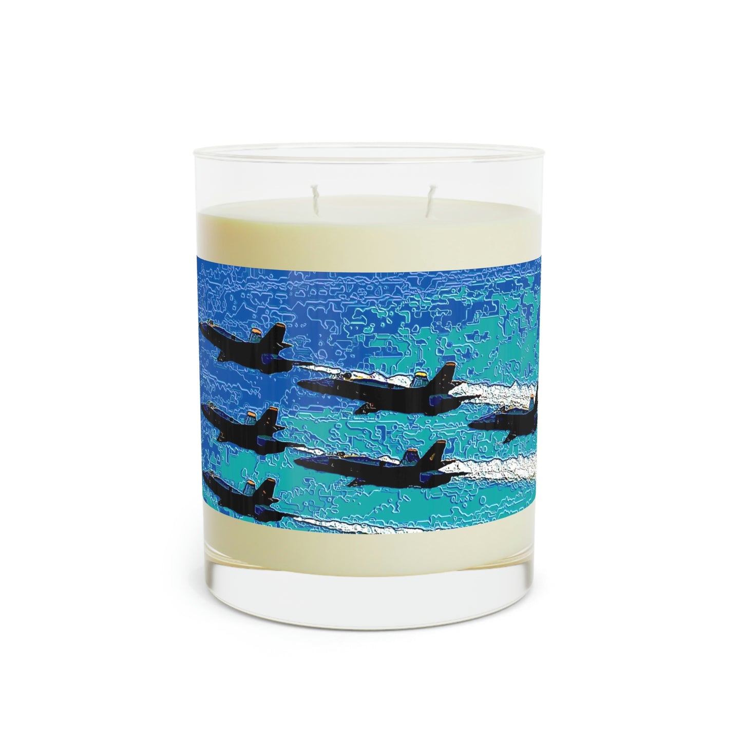 Scented Candle - Full Glass, 11oz ...  Seattle Seafair ..."Blue Angels Run Over Lake Washington" ... Circa Mid 1980's ... Dr FJ Holt ... Original Works ...