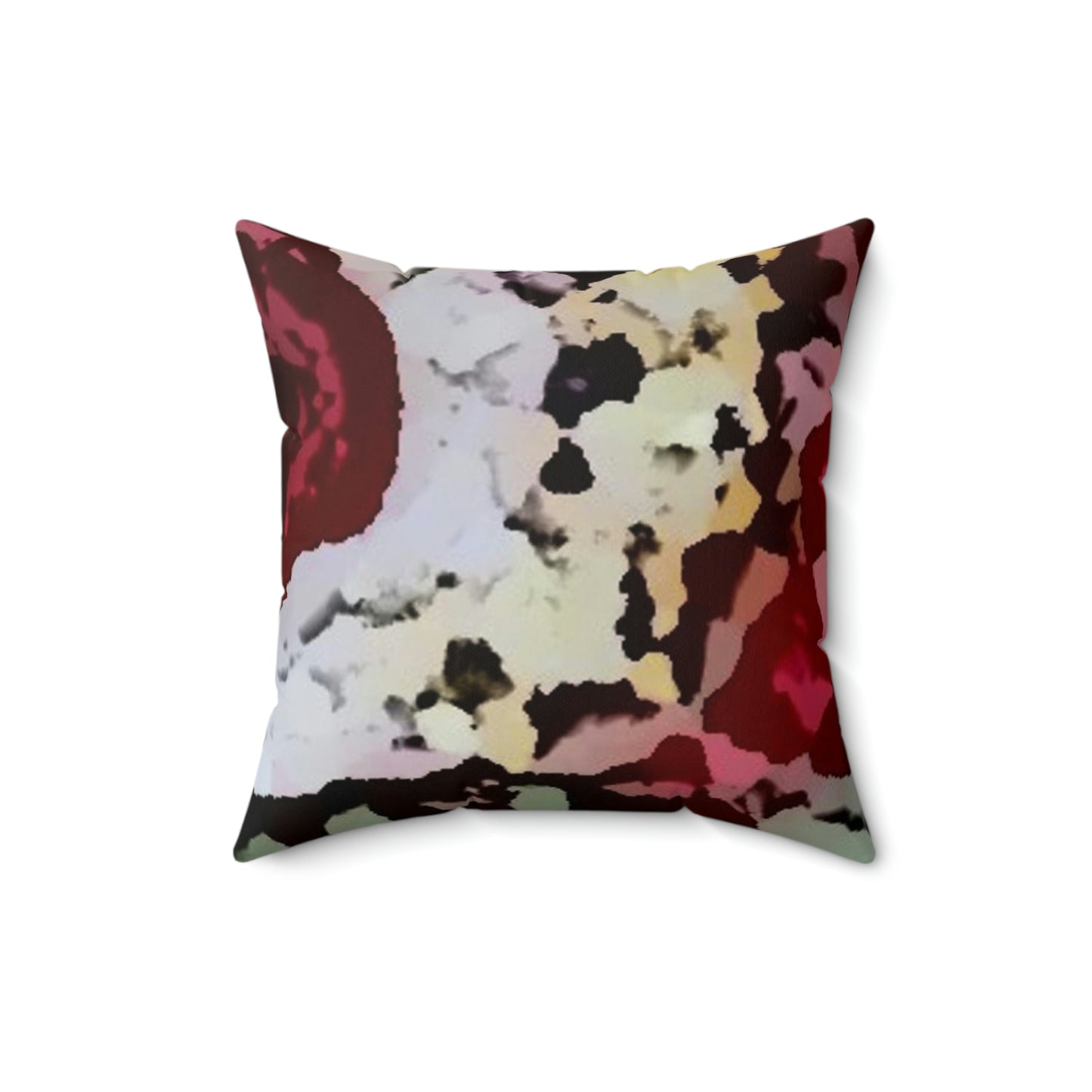 Spun Polyester Square Pillow ... "A Friendly Flower" ... Pointsettia 'Pointing' ... Original Works ... (Supplied Photograph) ...