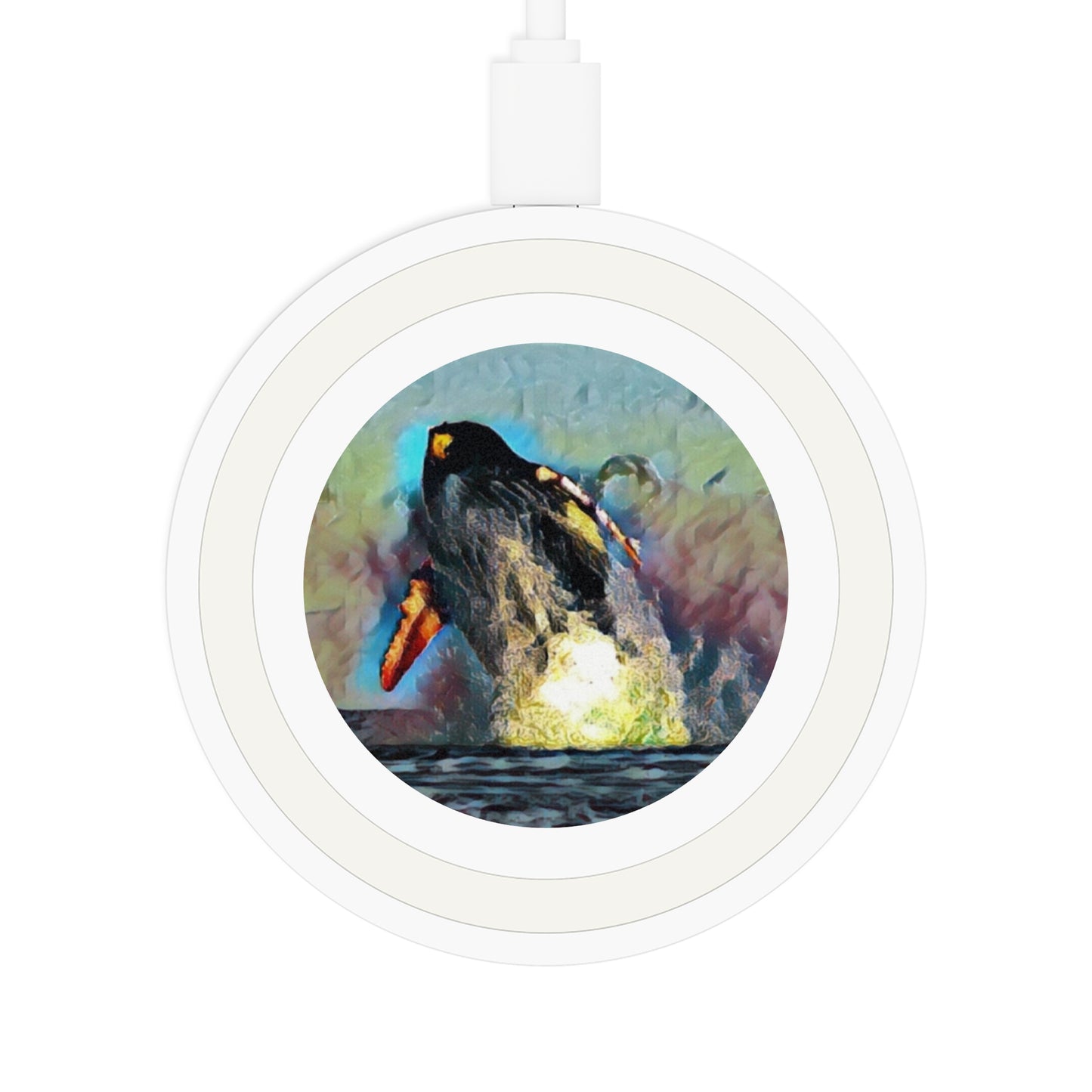 Quake Wireless Charging Pad ... An Extraordinary Humpback Breach ... 'With Explosive Energy' ... Family Archives (KPH) ... Circa: 21st Century. Maui, HI ... Original Works ...