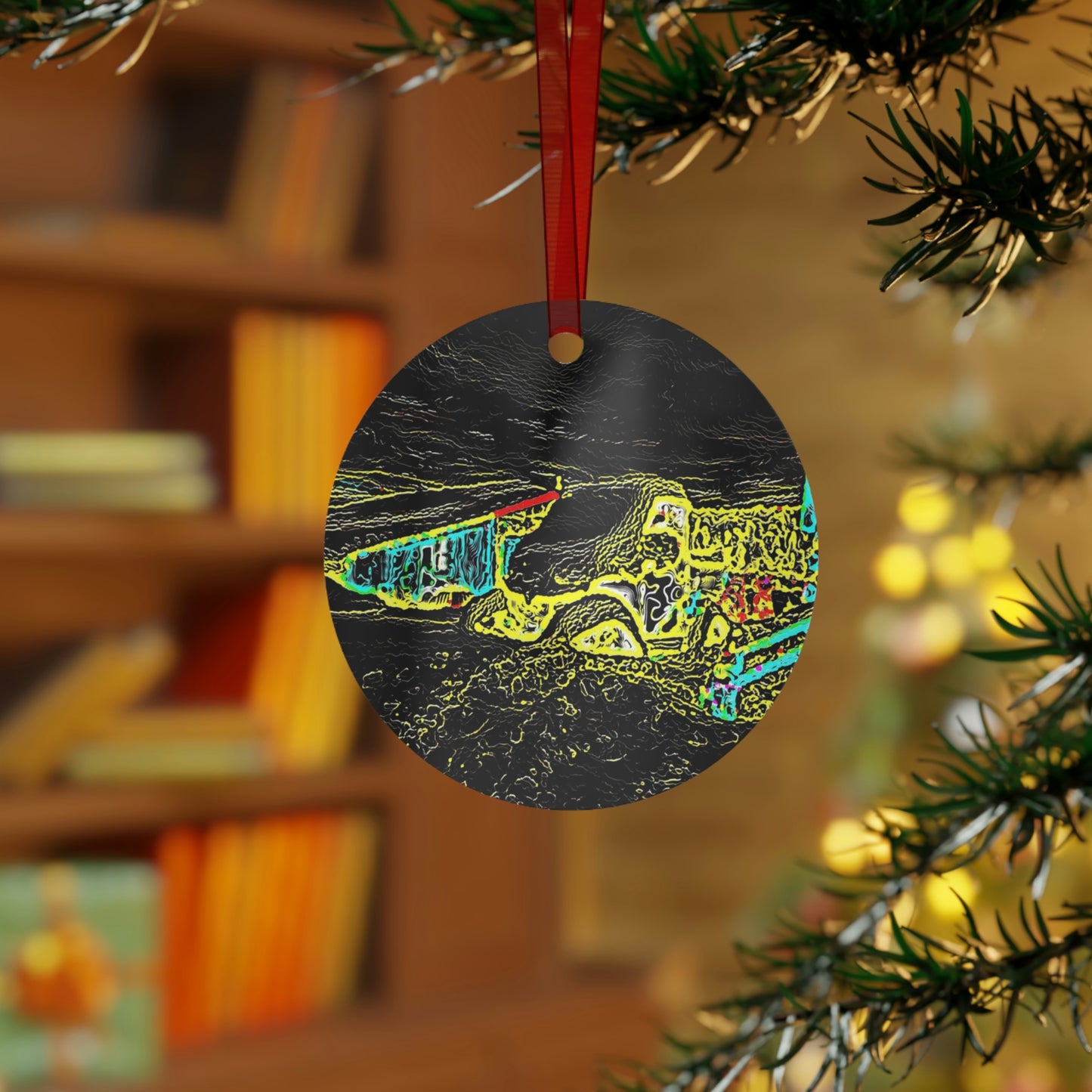 Metal Ornaments ... "Snow Vehicle In Snow Storm At-Rest" ... Circa 12Mar23 ... Central Idaho ... 18-Hours Rendering Time: Original Works ...