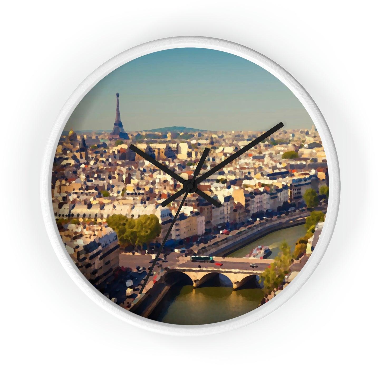 Wall clock ... Au Paris ... "Along The River Seine" ... Barbara Joan Bonnel-Holt: 1972 ... Original Works ...