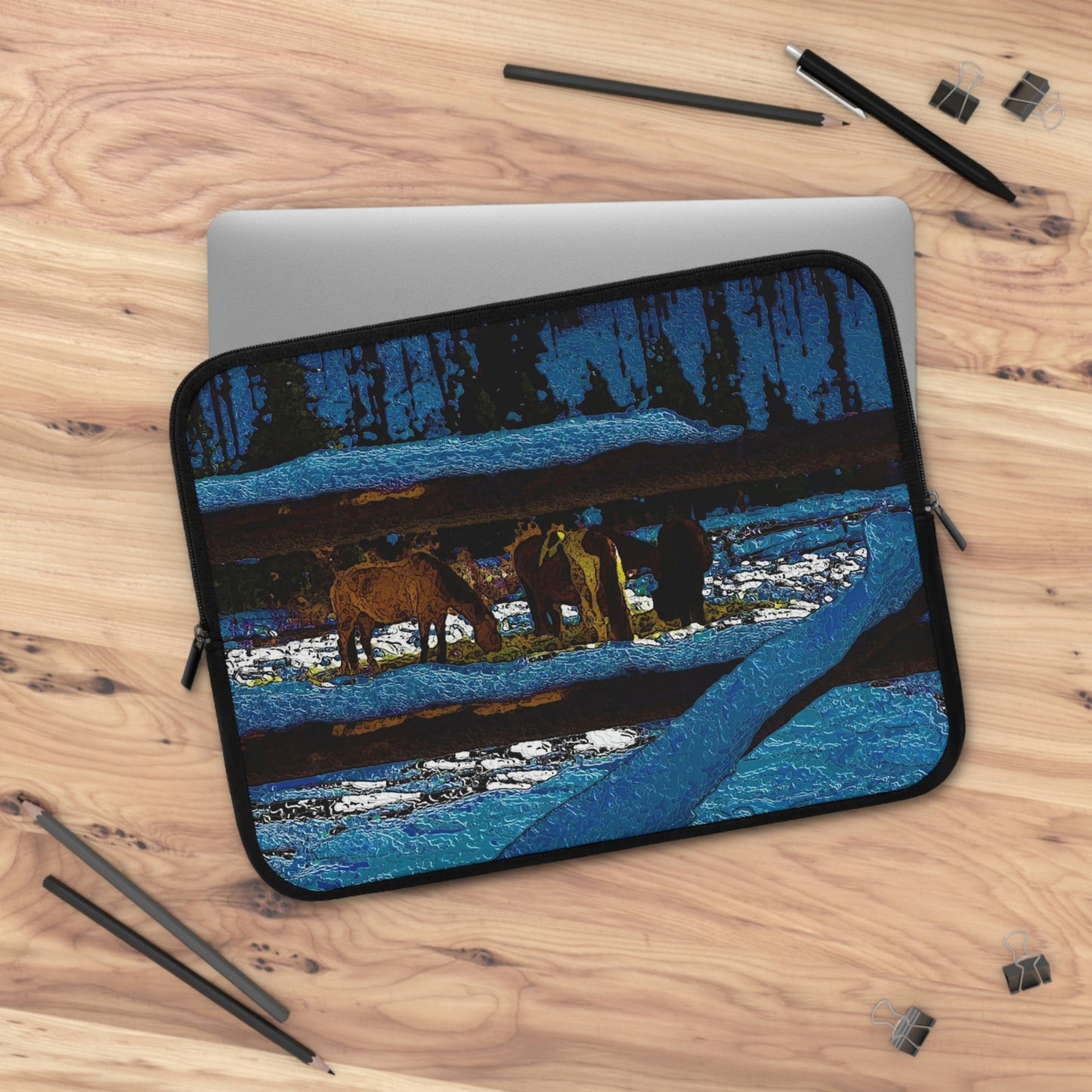 Laptop Sleeve ...  A Horse ... A Saddle ...  Foraging Through The Snow ...  An_Asses 'Cry' ... Central Idaho, November 2022 ...  Original Works ..