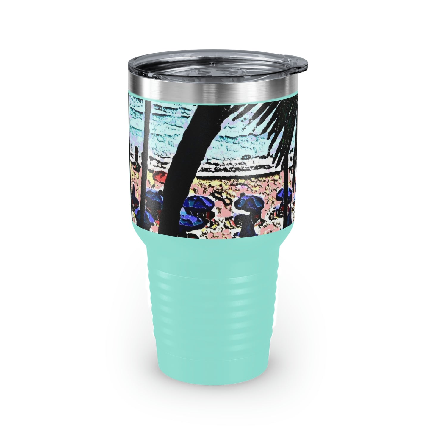 Ringneck Tumbler, 30oz ... "A Beautiful Beach Amongst The Palms" ... The Outrigger Waikiki, Honolulu, Oahu ... Original Works ...