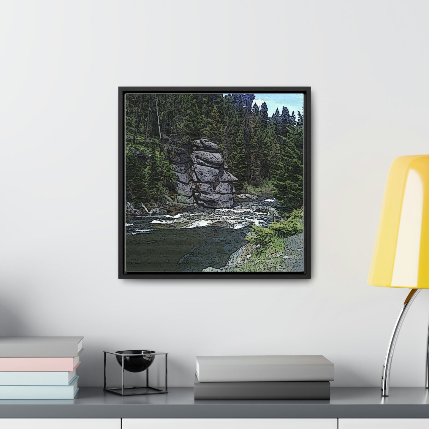 Gallery Canvas Wraps, Square Frame ...  "I Am Innocent" ... Tricky-Dick Immortalized ... Nixon Rock: Along The River ... Central Idaho, Summer 2020 ... Original Works ...