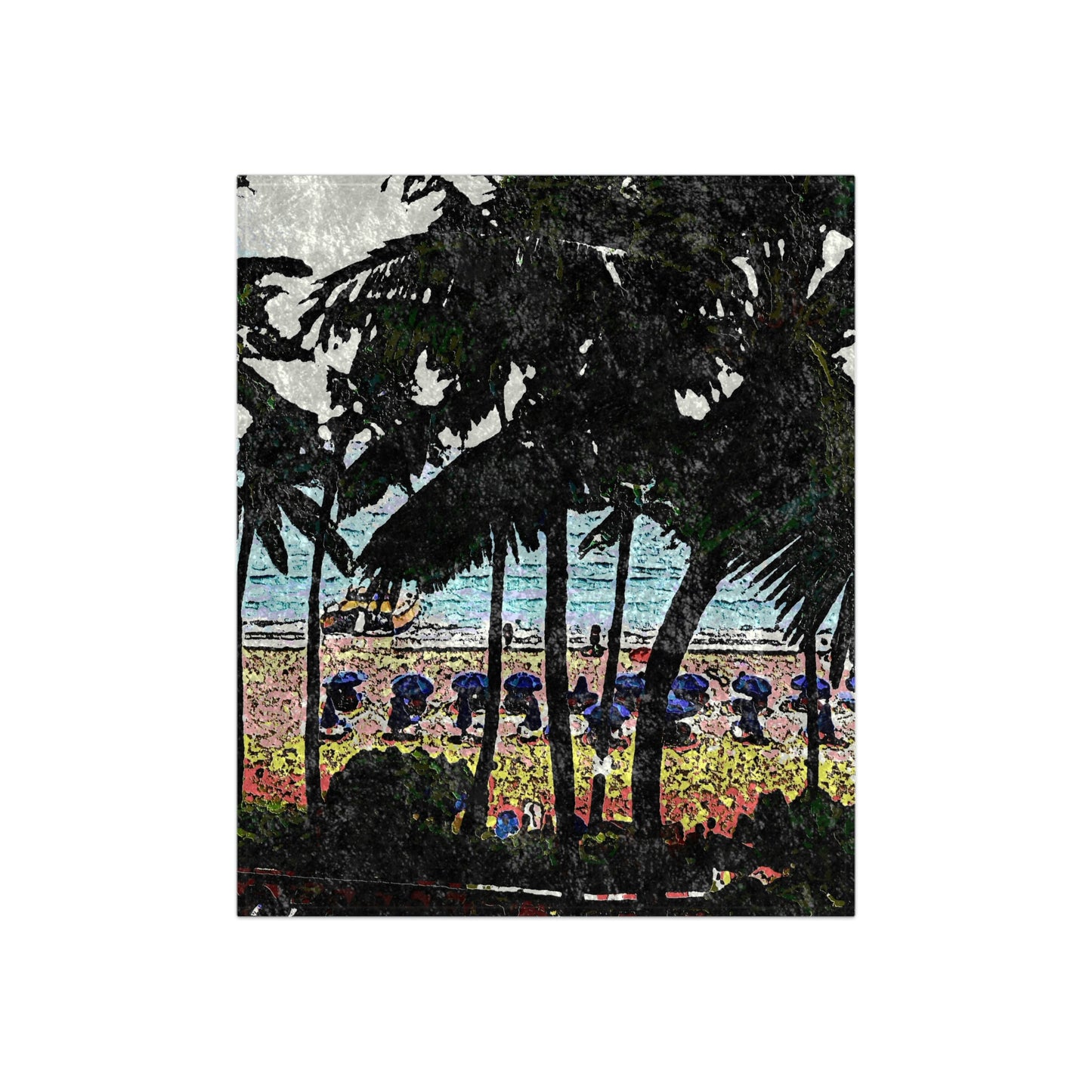 Crushed Velvet Blanket ... "A Beautiful Beach Amongst The Palms" ... The Outrigger Waikiki, Honolulu, Oahu ... Original Works ...