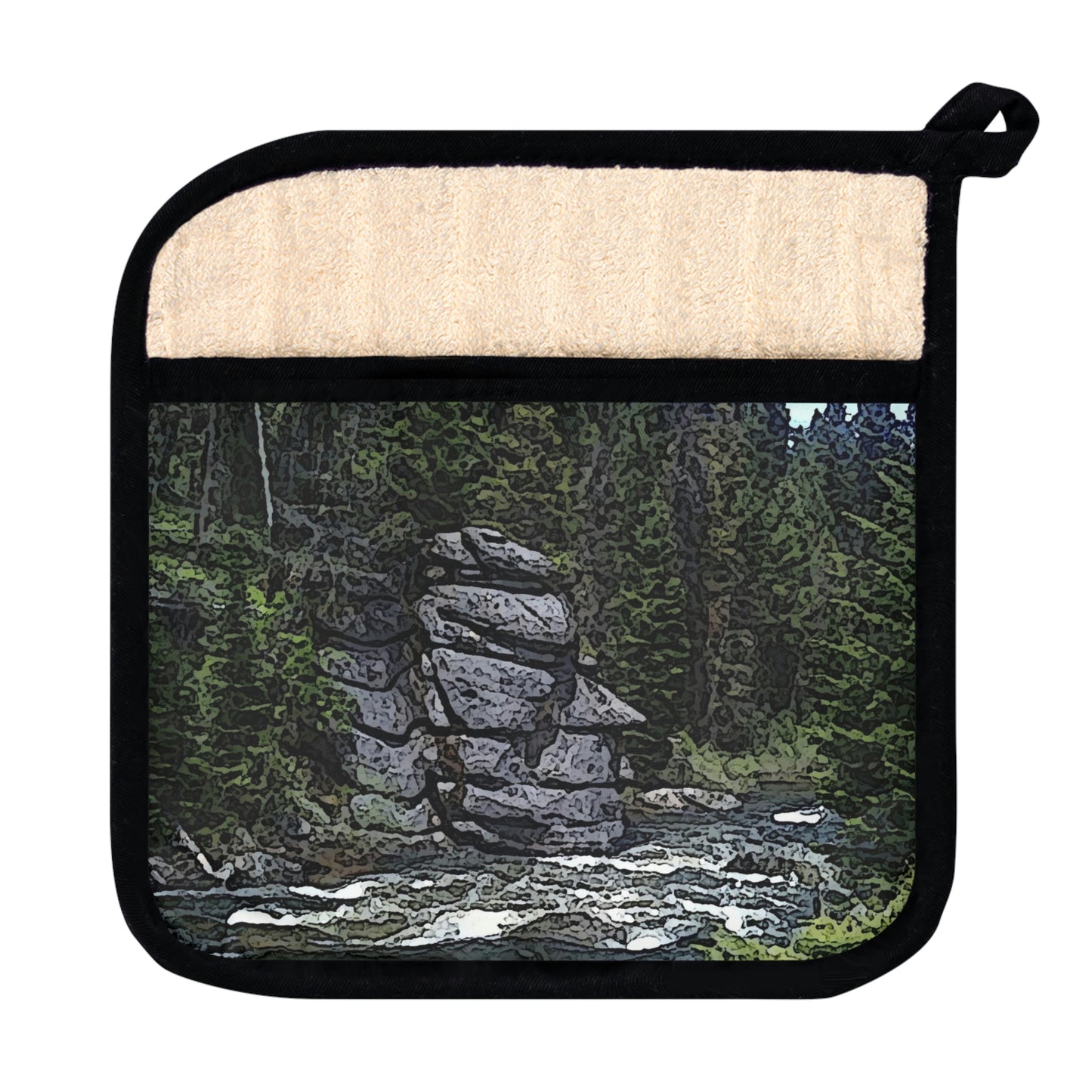 Pot Holder with Pocket ..."I Am Innocent" ... Tricky-Dick Immortalized ... Nixon Rock: Along The River ... Central Idaho, Summer 2020 ... Original Works ...