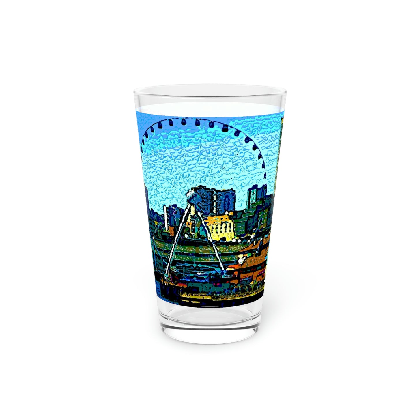 Pint Glass, 16oz ... That Classic Wheel ... 'Seattle's Wheel' ... & An Old Classic Waterside Vendors ...  'Family Archives' ... Original Works ...