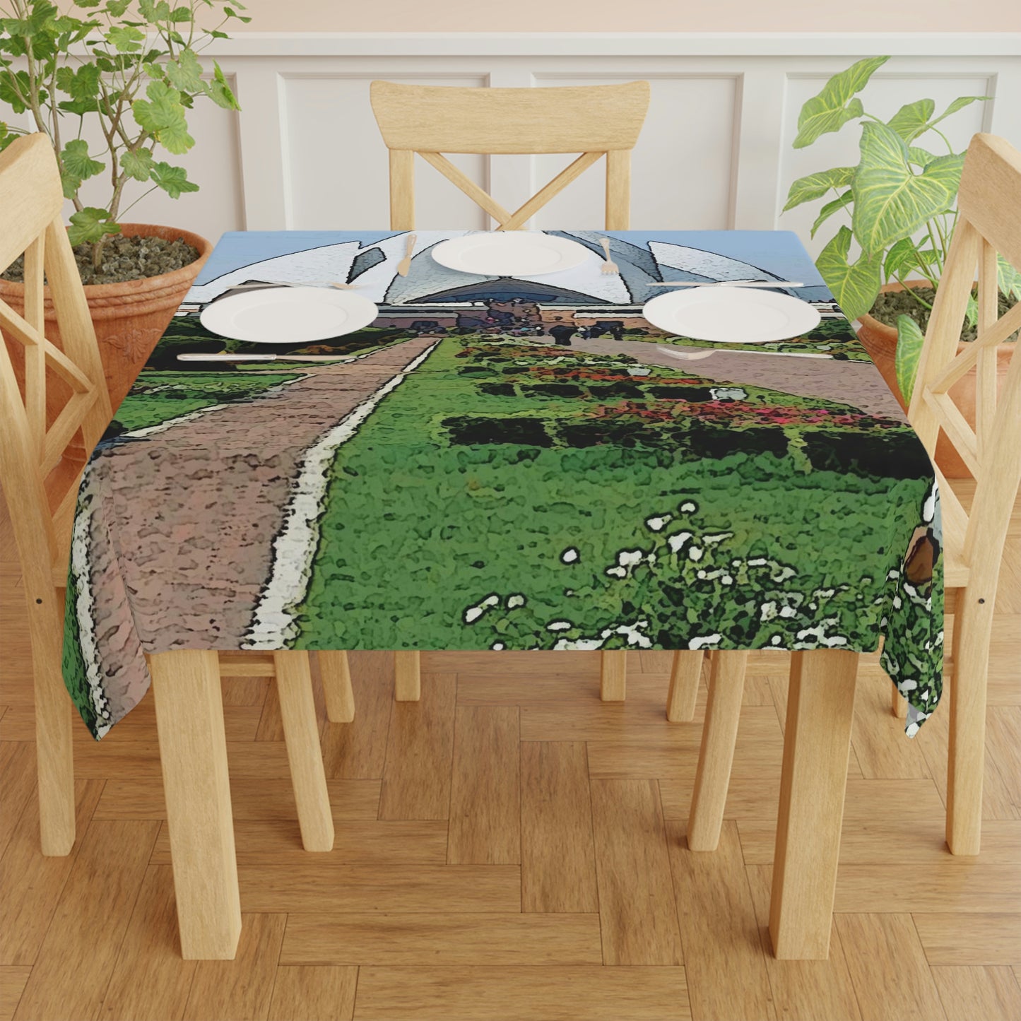Tablecloth ... 'Bahai'i House-Of-Worship' ... "Lotus Temple: Delhi, India, 2008" ... Original Works ...