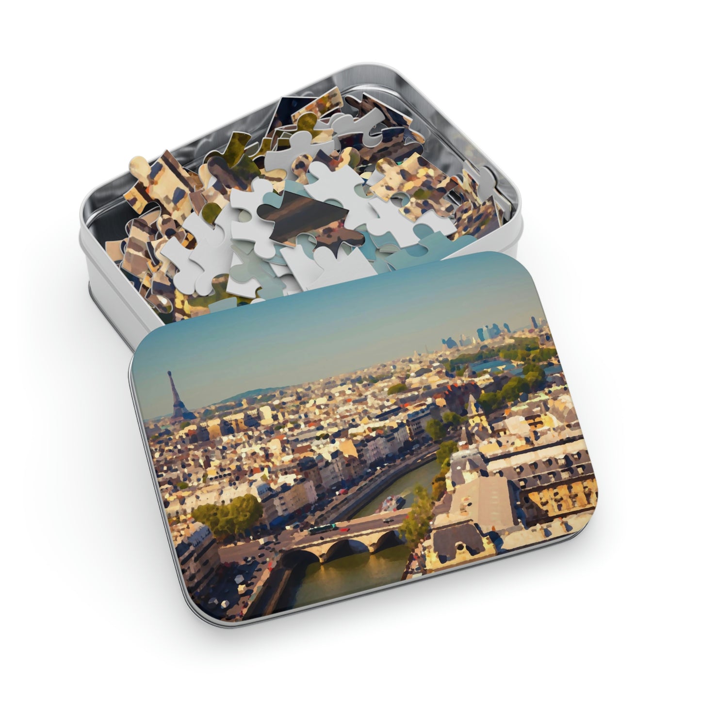 Jigsaw Puzzle (30, 110, 252, 500,1000-Piece) ... Au Paris ... "Along The River Seine" ... Barbara Joan Bonnell-Holt: 1972 ... Original Works ...