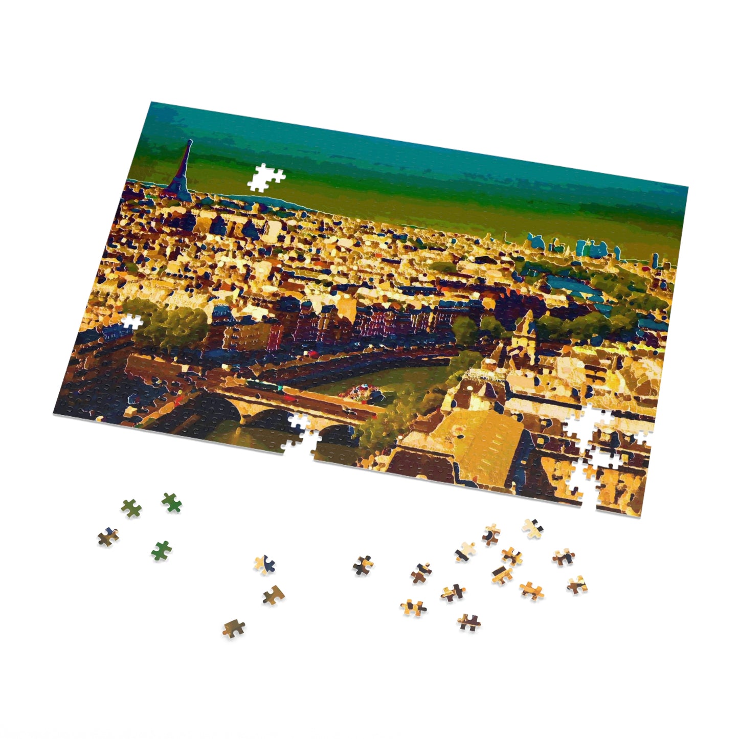 Jigsaw Puzzle (30, 110, 252, 500,1000-Piece) ... Au Paris ... "Along The River Seine" ... Barbara Joan Bonnell-Holt: 1972 ... Original Works ...
