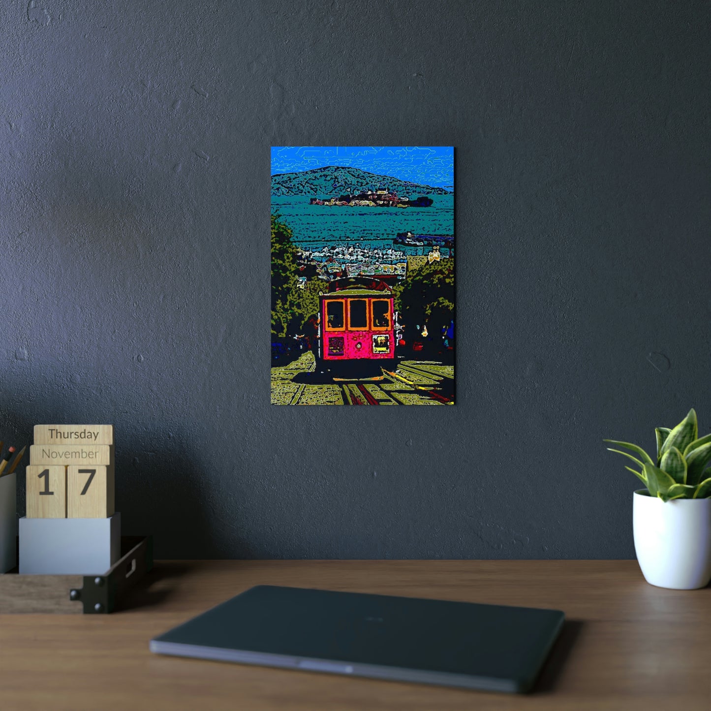Aluminum Composite Panels ... San Francisco ... 'A Rice-A-Roni-Treat' ... Family Archives ... Cable Car Descends Hill Towards Alcatraz Island ... Original Works ...