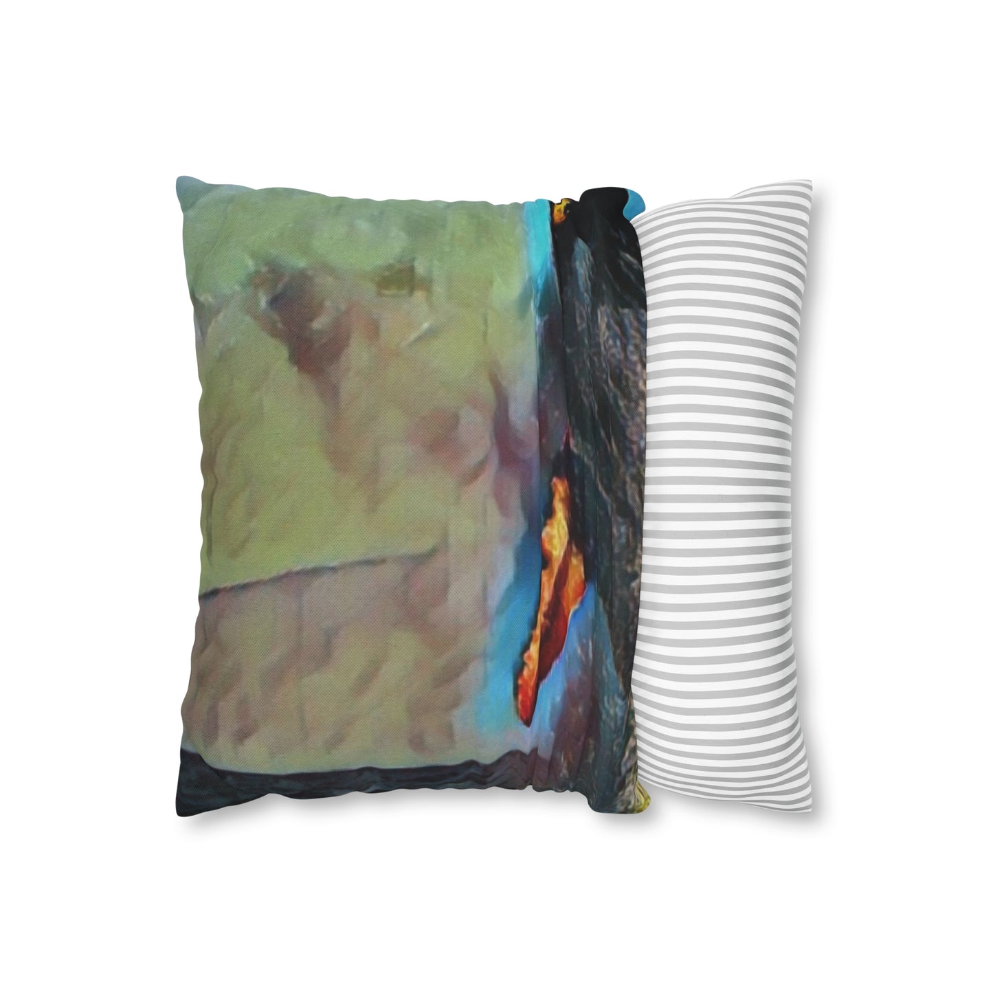 Spun Polyester Square Pillow Case ... An Extraordinary Humpback Breach ... 'With Explosive Energy' ... Family Archives (KPH) ... Circa: 21st Century. Maui, HI ... Original Works ...