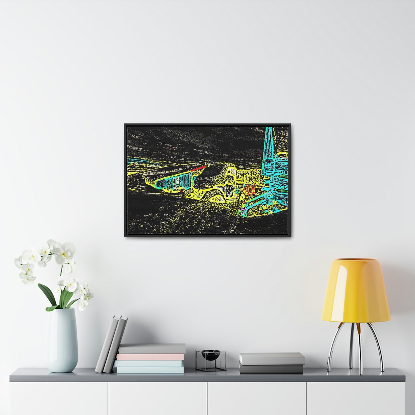 Gallery Canvas Wraps, Horizontal Frame ... "Snow Vehicle In Snow Storm At-Rest" ... Circa 12Mar23 ... Central Idaho ... 18-Hours Rendering Time: Original Works ...