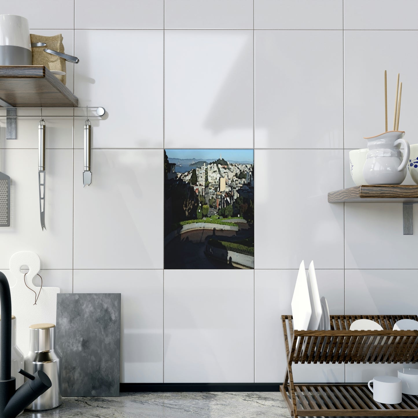Ceramic Photo Tile ... "Lombard Street San Francisco, CA, USA" ... Family Archives 1970's ... Original Works ...