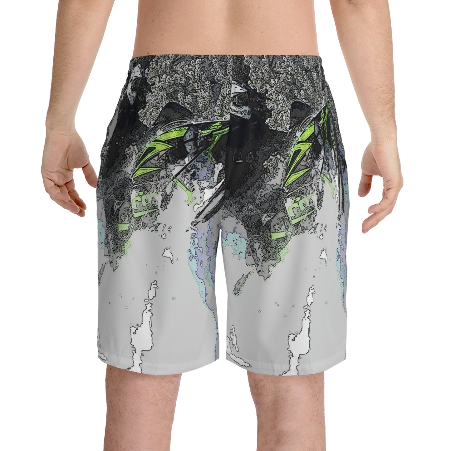 Men's Elastic Beach Shorts (AOP) ... Come Fly With The Professionals ... CIP-Airways ... 'Getting-Er-Done' ... Original Works ... December 2022 ...